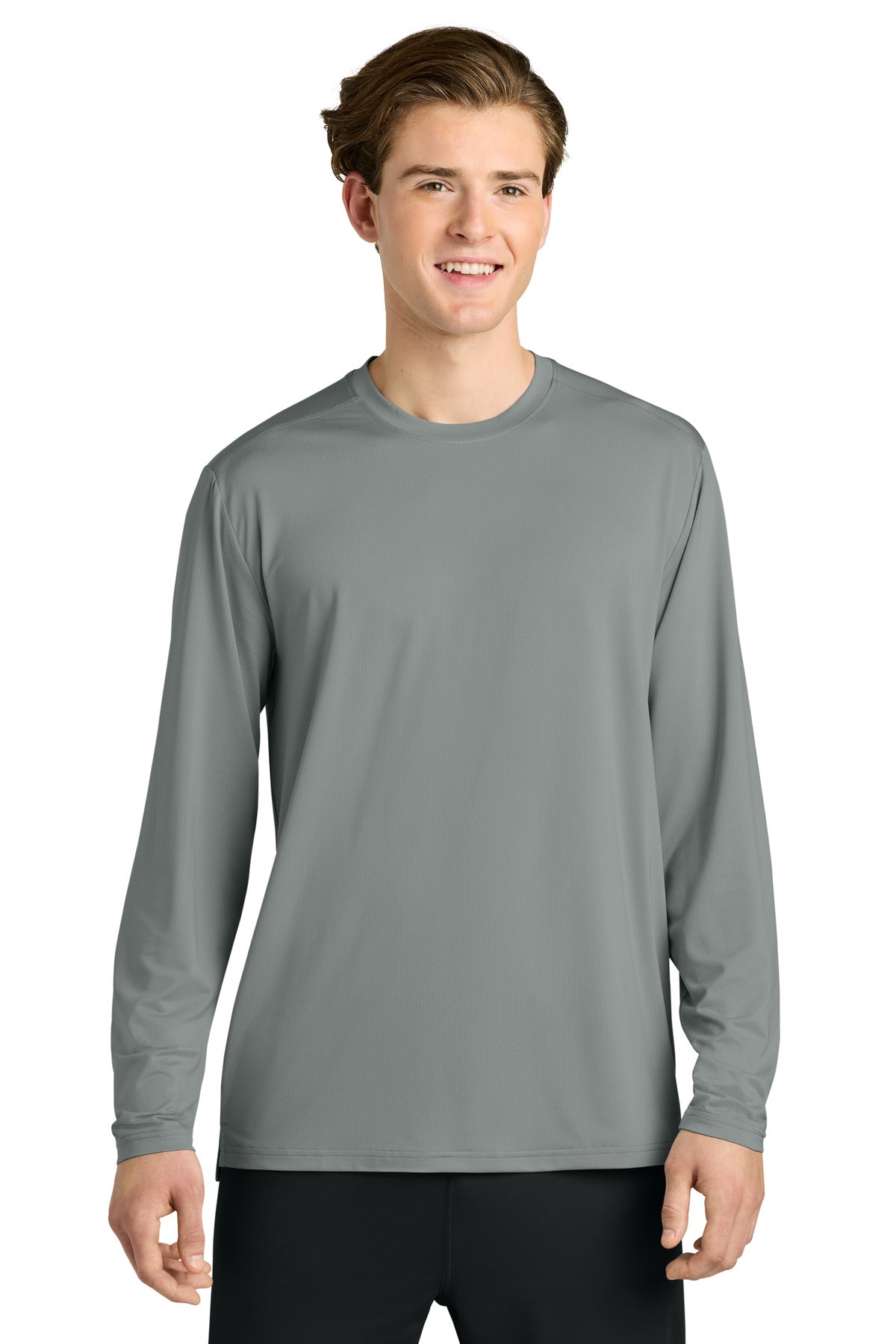 Custom Grey Clutch Long Sleeve Tee RA7110LS, personalized by SanCanDo Swag in Argyle, TX