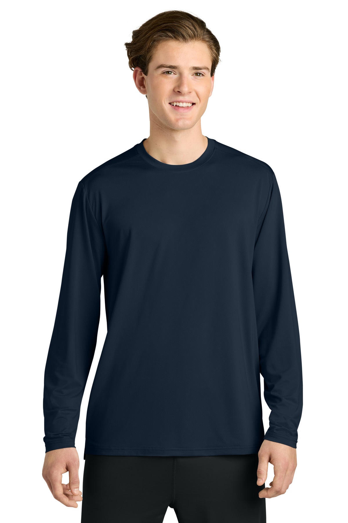 Custom Navy Clutch Long Sleeve Tee RA7110LS, personalized by SanCanDo Swag in Argyle, TX