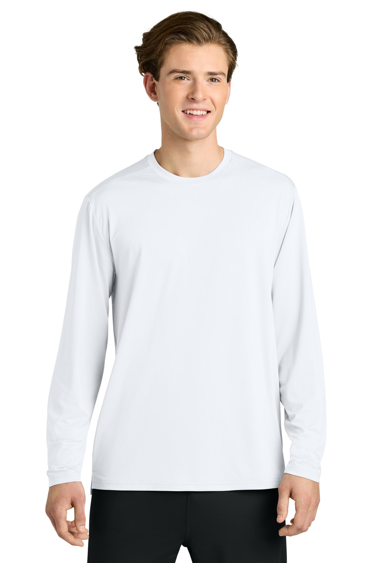 Custom White Clutch Long Sleeve Tee RA7110LS, personalized by SanCanDo Swag in Argyle, TX