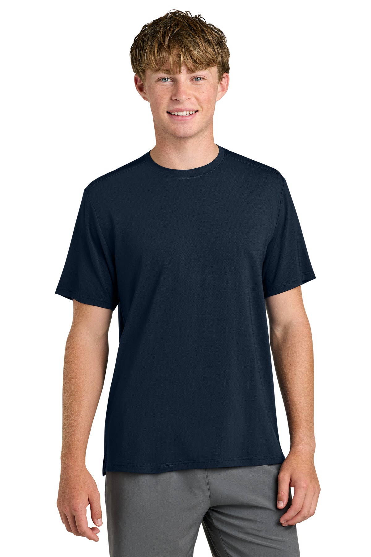 Custom Navy Clutch Tee RA7110SS, personalized by SanCanDo Swag in Argyle, TX