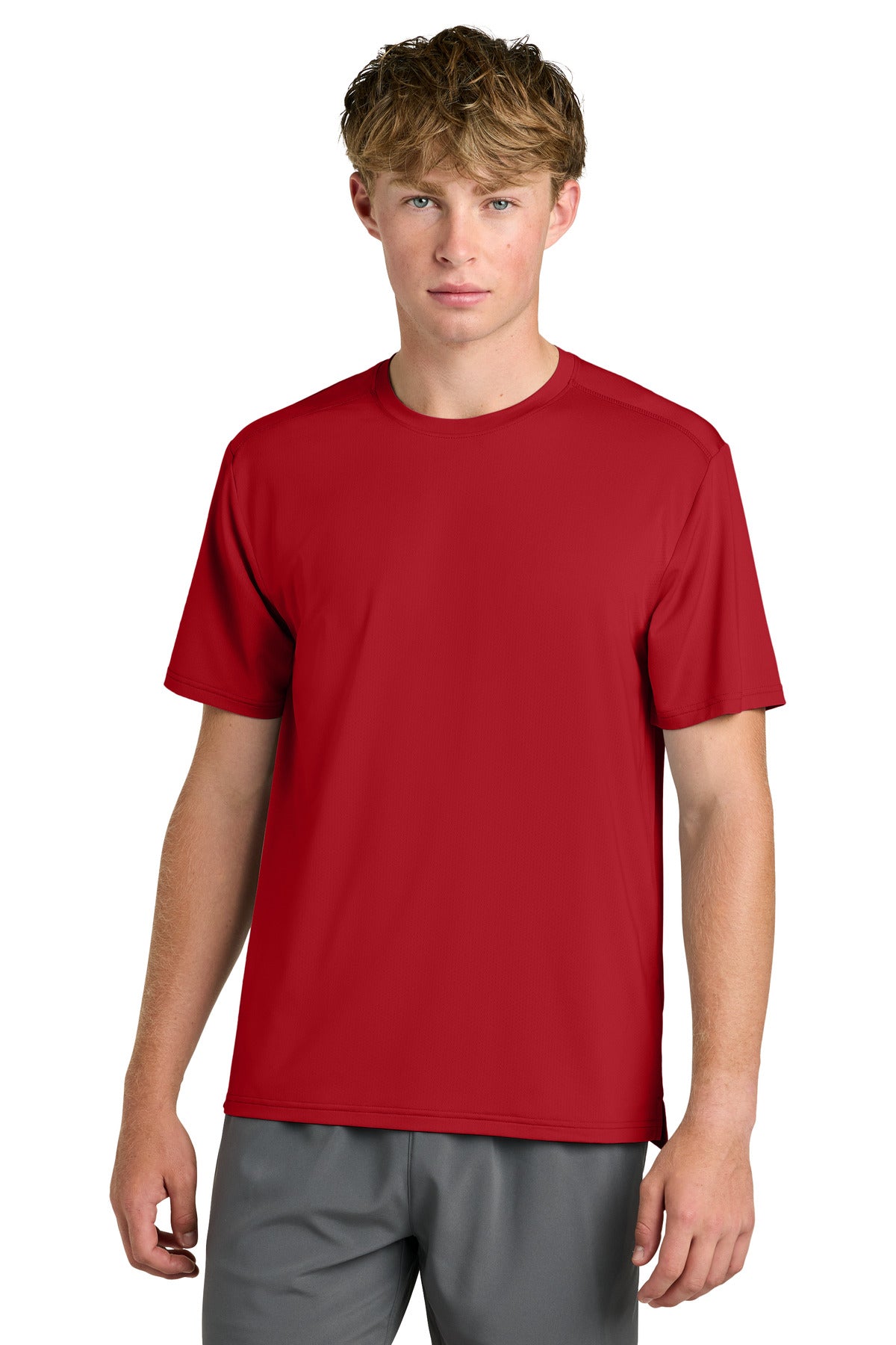 Custom Red Clutch Tee RA7110SS, personalized by SanCanDo Swag in Argyle, TX