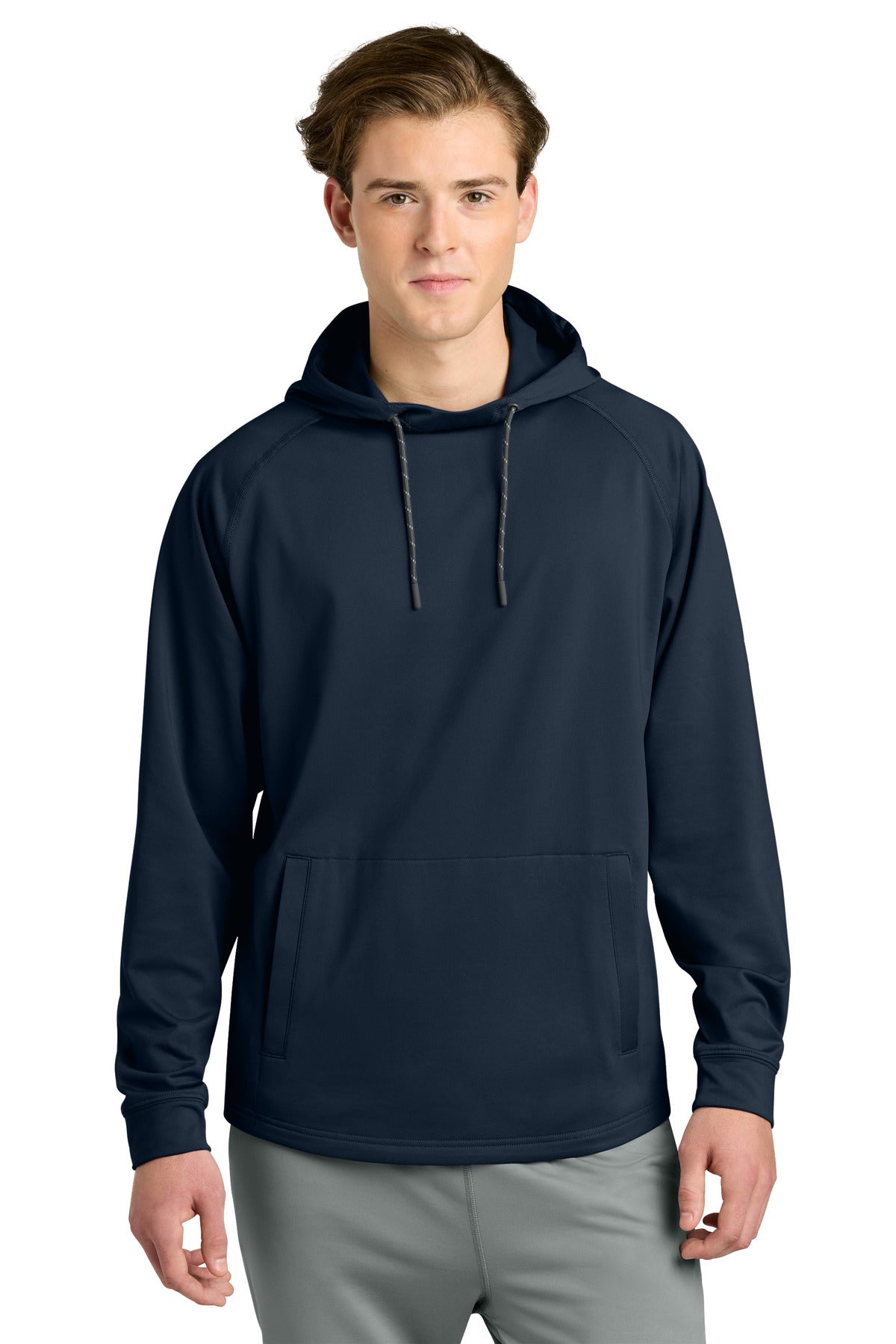 Custom Navy Fleece Long Sleeve Hoodie RA7200LSH, personalized by SanCanDo Swag in Argyle, TX