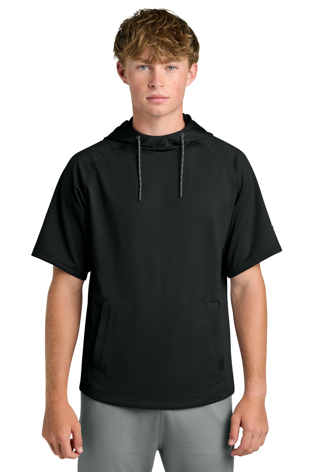 Custom Black Fleece Short Sleeve Hoodie RA7200SSH, personalized by SanCanDo Swag in Argyle, TX