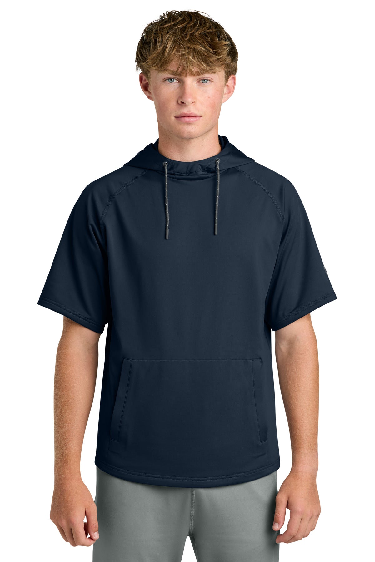 Custom Navy Fleece Short Sleeve Hoodie RA7200SSH, personalized by SanCanDo Swag in Argyle, TX