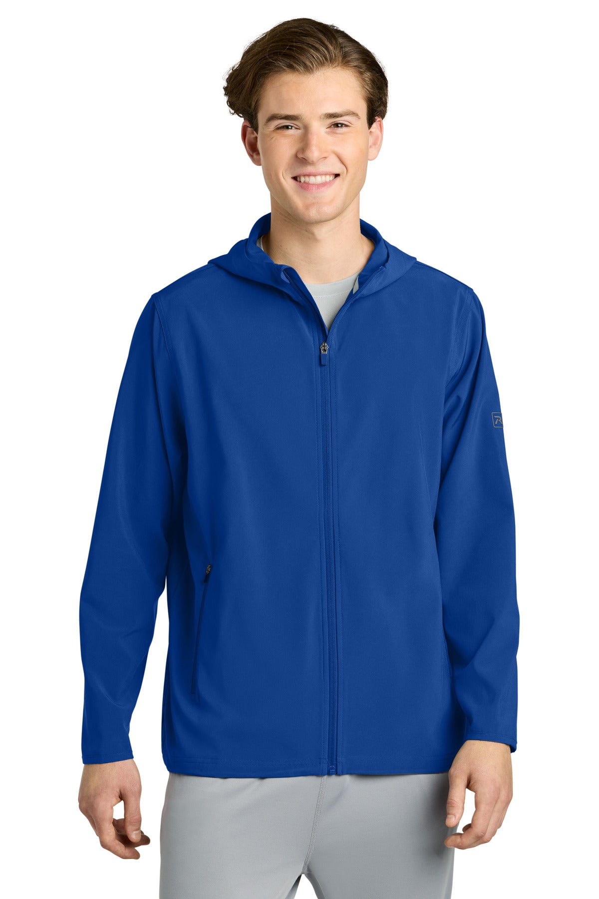 Custom Royal Barrage Hooded Wind Jacket RA7400FZH, personalized by SanCanDo Swag in Argyle, TX
