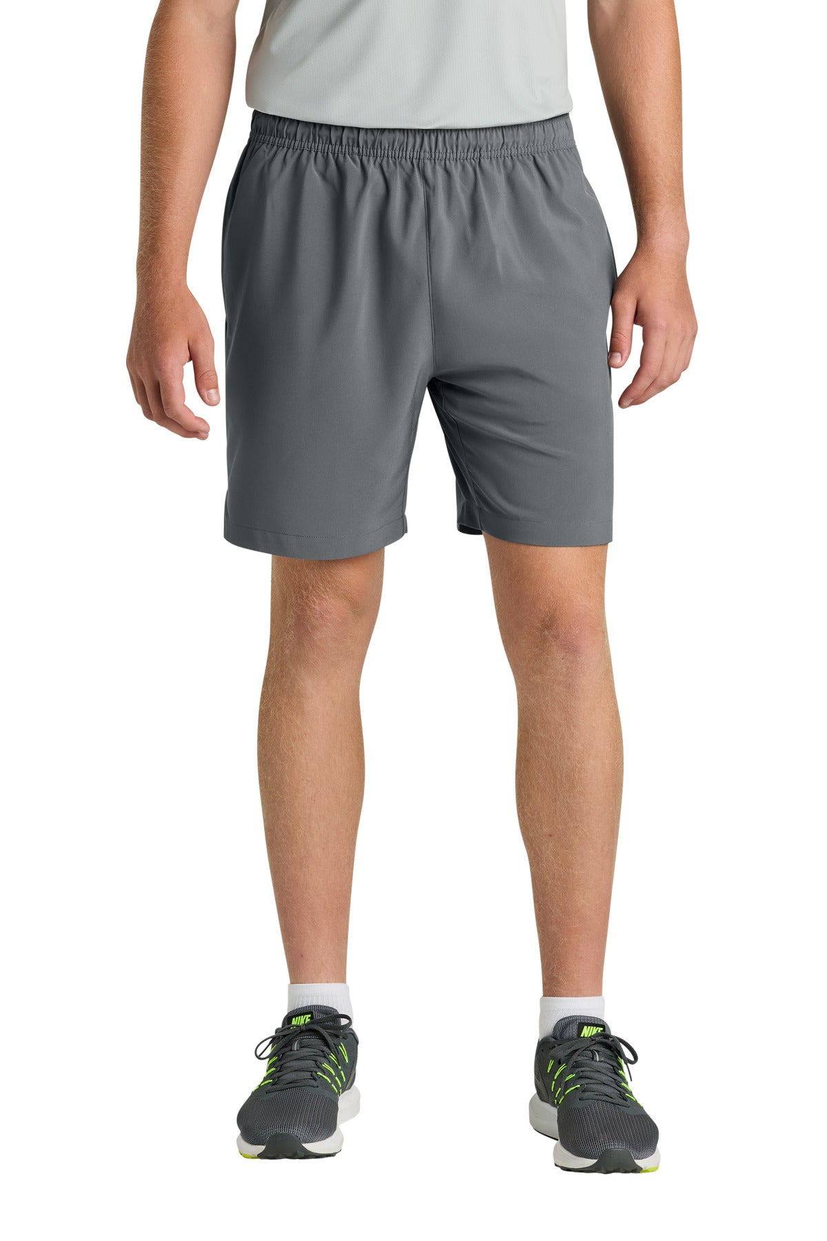 Custom Charcoal Barrage Stretch Woven Training Short RA7401B, personalized by SanCanDo Swag in Argyle, TX