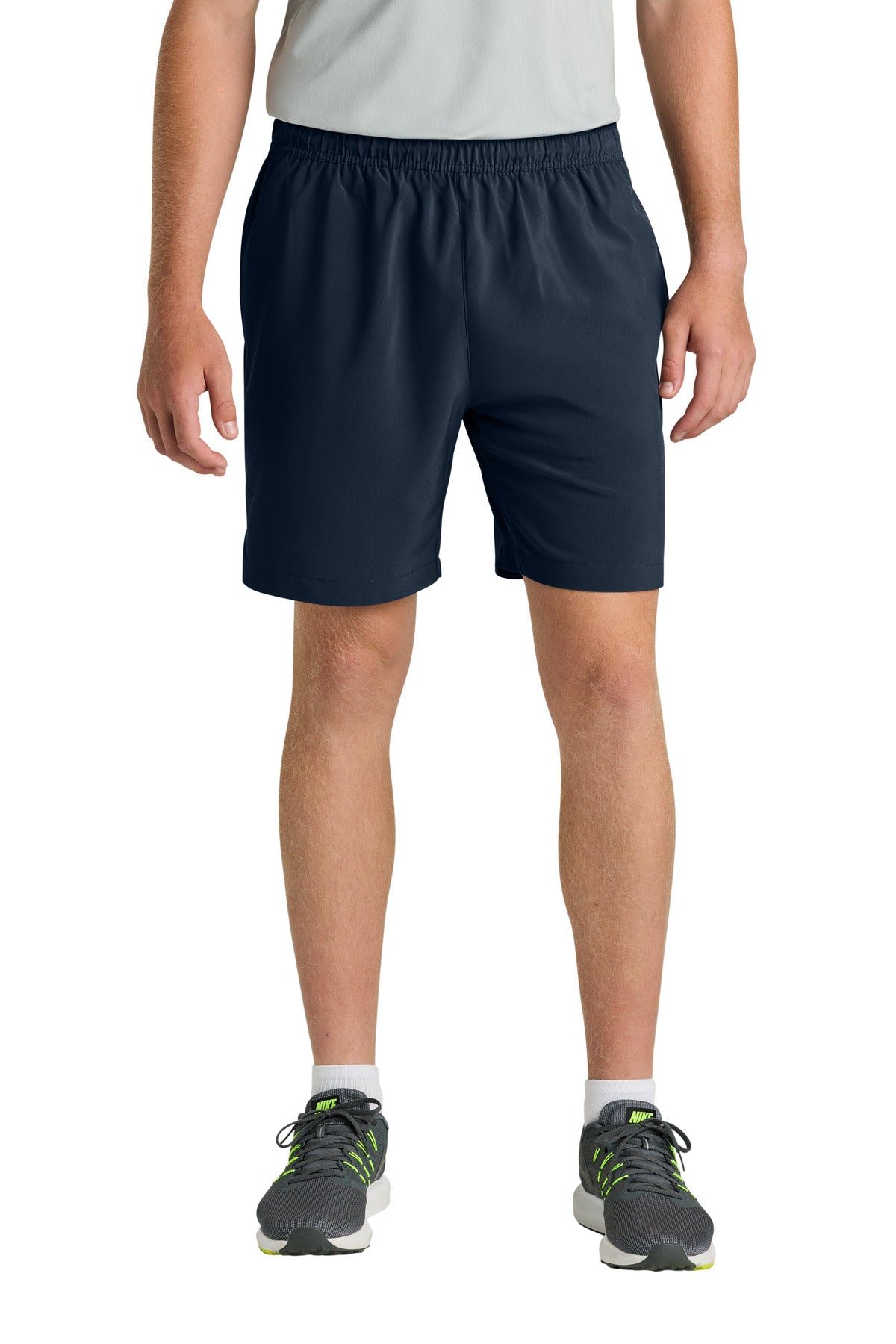 Custom Navy Barrage Stretch Woven Training Short RA7401B, personalized by SanCanDo Swag in Argyle, TX