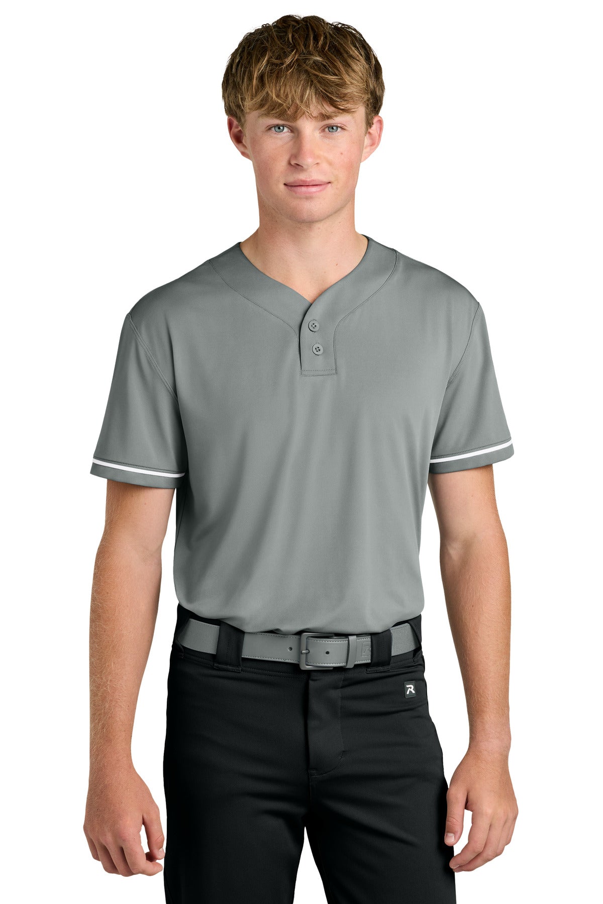 Custom Grey Select 2-Button Baseball Jersey RA7910, personalized by SanCanDo Swag in Argyle, TX