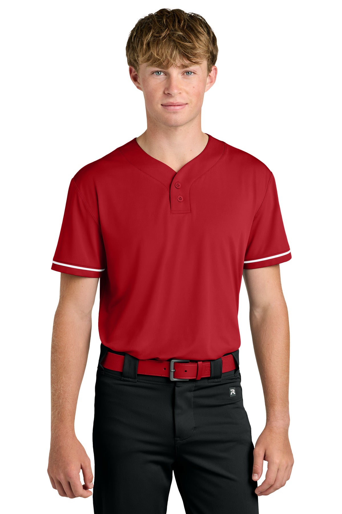Custom Red Select 2-Button Baseball Jersey RA7910, personalized by SanCanDo Swag in Argyle, TX