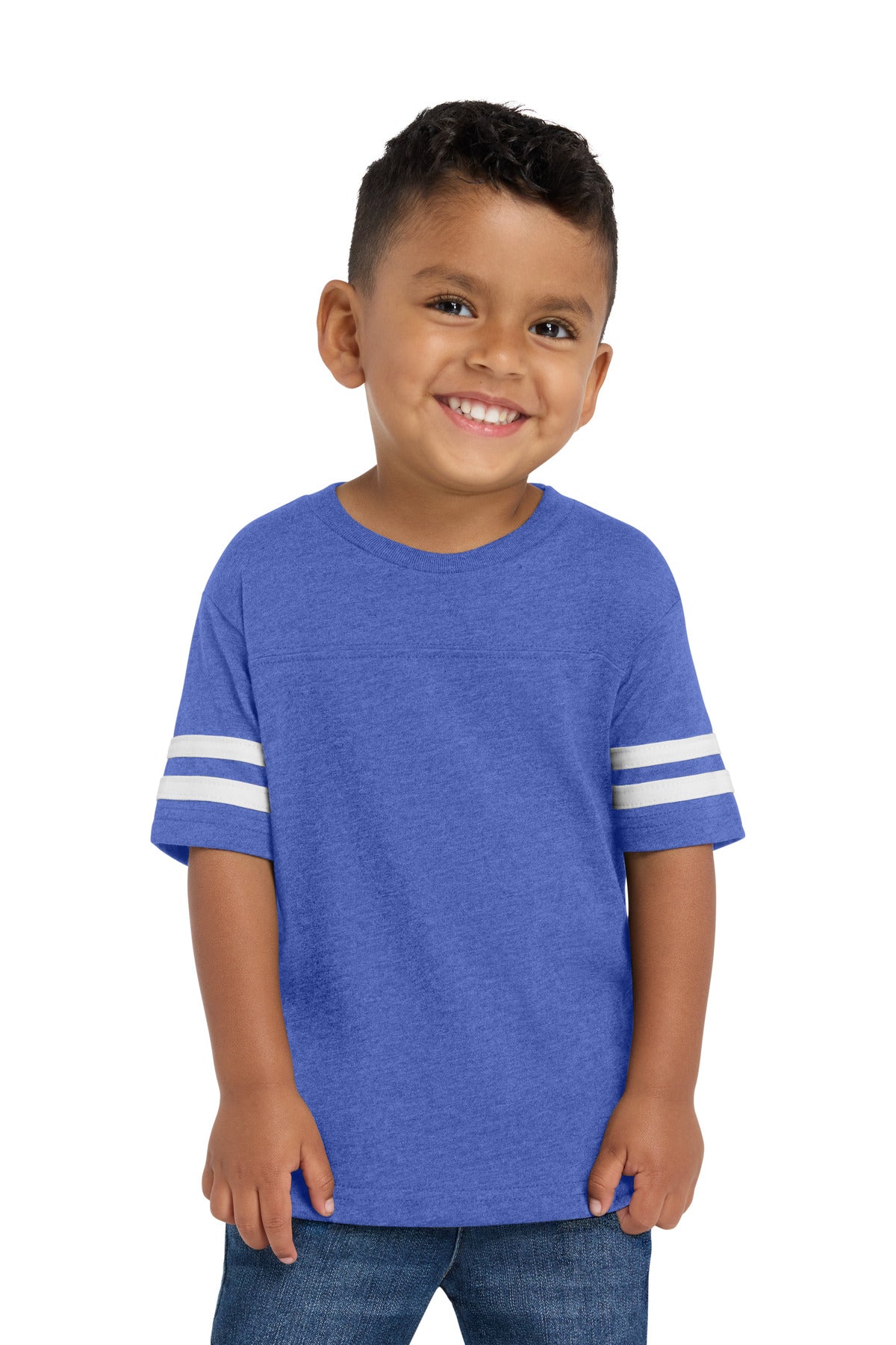 Custom Vintage Royal/ Blended White Toddler Football Fine Jersey Tee RS3037, personalized by SanCanDo Swag in Argyle, TX
