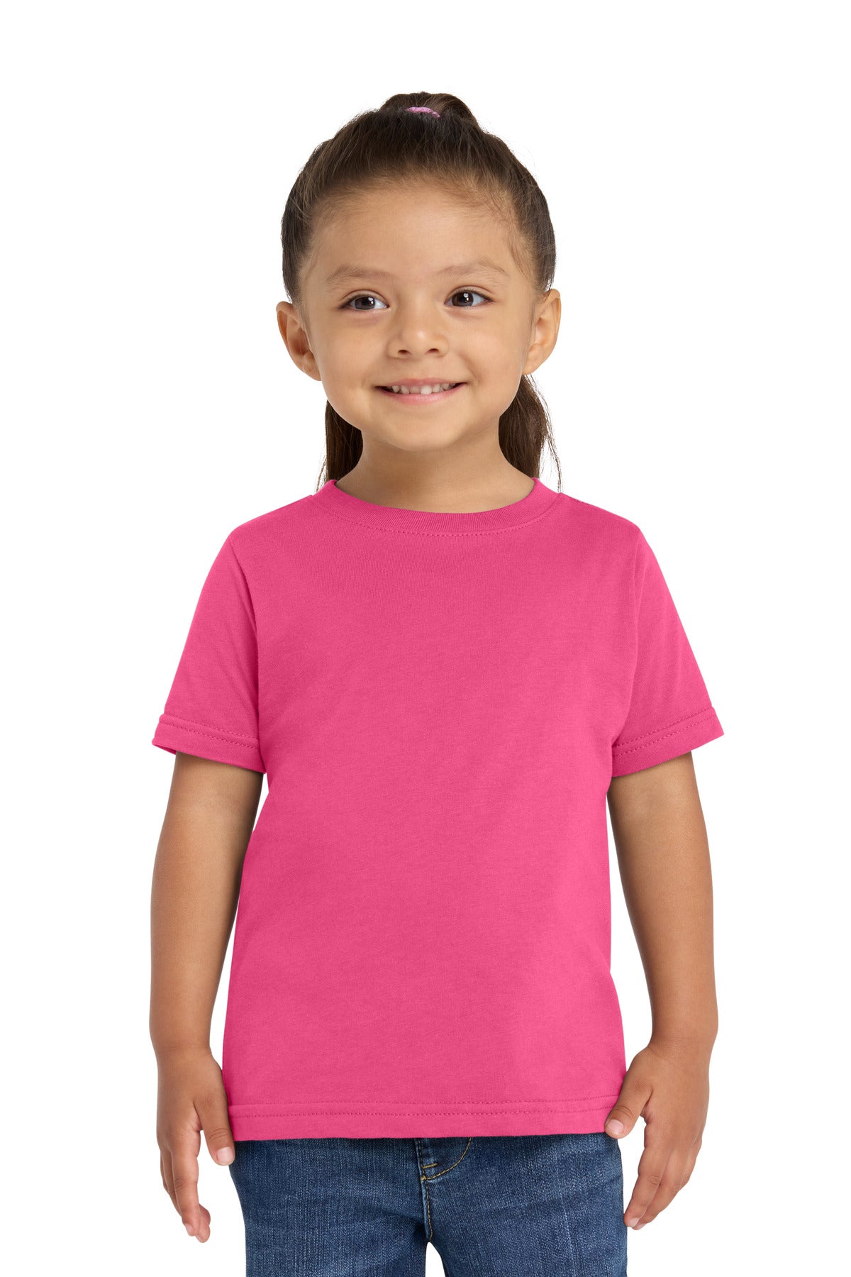 Custom Hot Pink Toddler Fine Jersey Tee RS3321, personalized by SanCanDo Swag in Argyle, TX