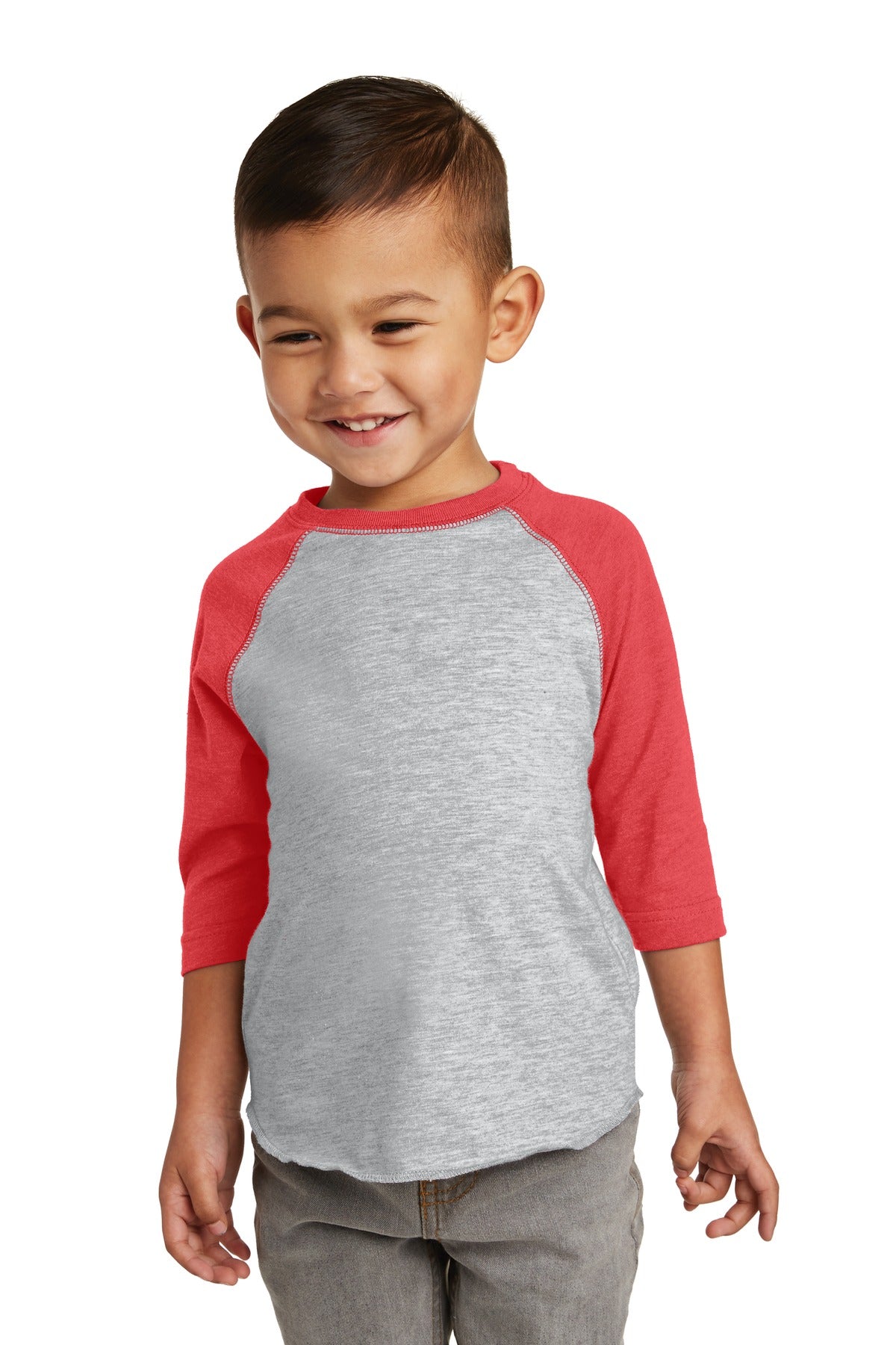 Custom Vintage Heather/ Vintage Red Toddler Baseball Fine Jersey Tee RS3330, personalized by SanCanDo Swag in Argyle, TX