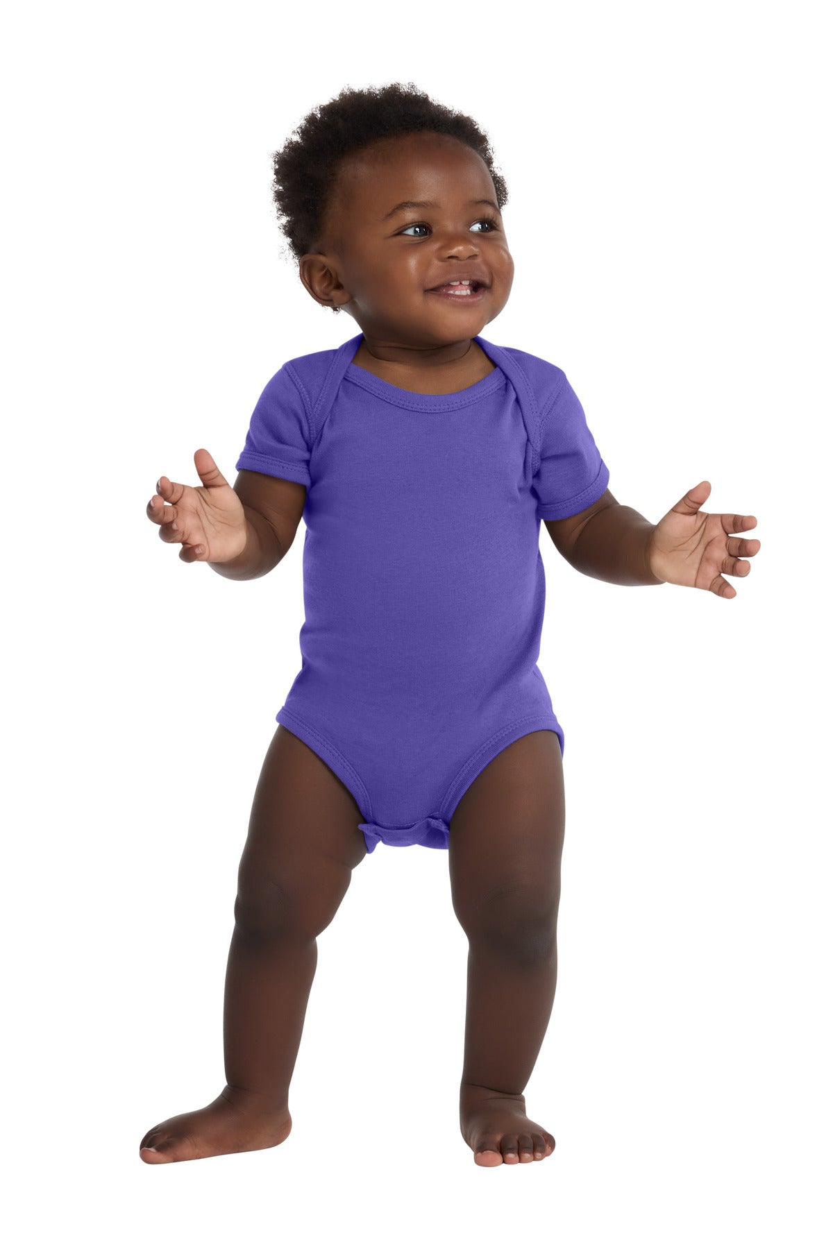 Custom Purple Infant Short Sleeve Baby Rib Bodysuit RS4400, personalized by SanCanDo Swag in Argyle, TX