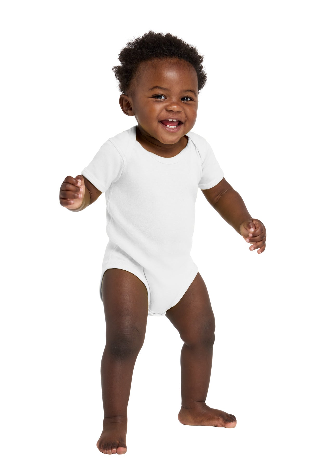 Custom White Infant Short Sleeve Baby Rib Bodysuit RS4400, personalized by SanCanDo Swag in Argyle, TX