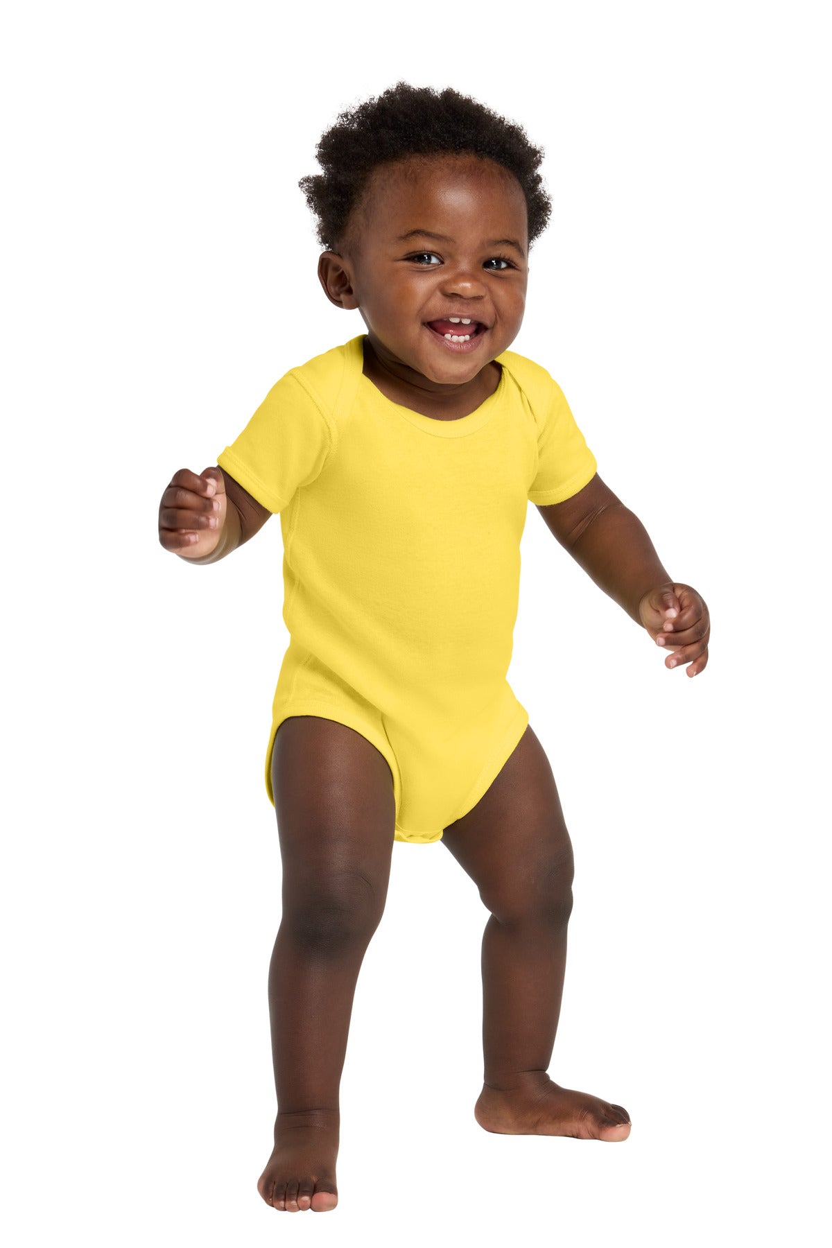 Custom Yellow Infant Short Sleeve Baby Rib Bodysuit RS4400, personalized by SanCanDo Swag in Argyle, TX