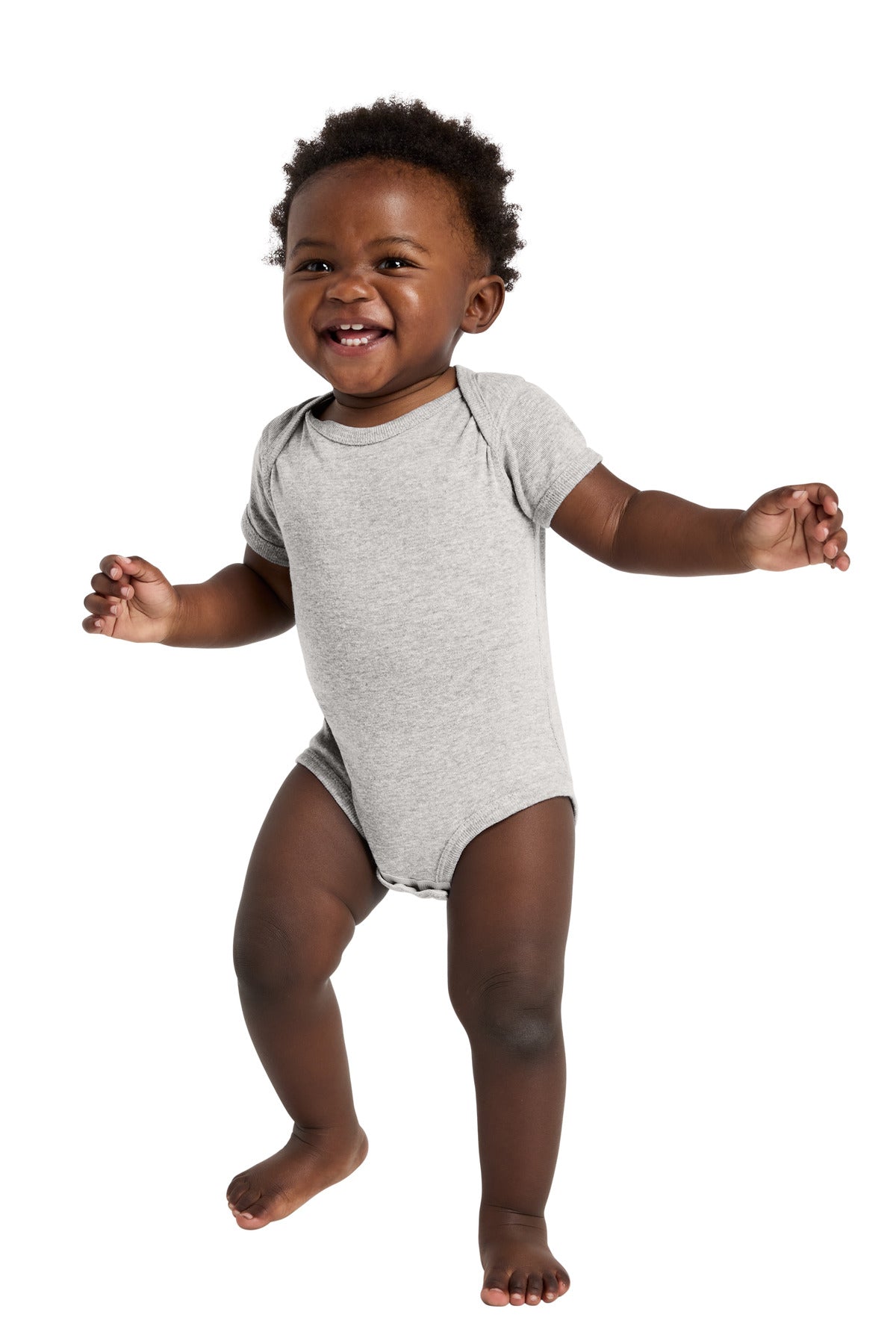 Custom Heather Infant Short Sleeve Baby Rib Bodysuit RS4400, personalized by SanCanDo Swag in Argyle, TX