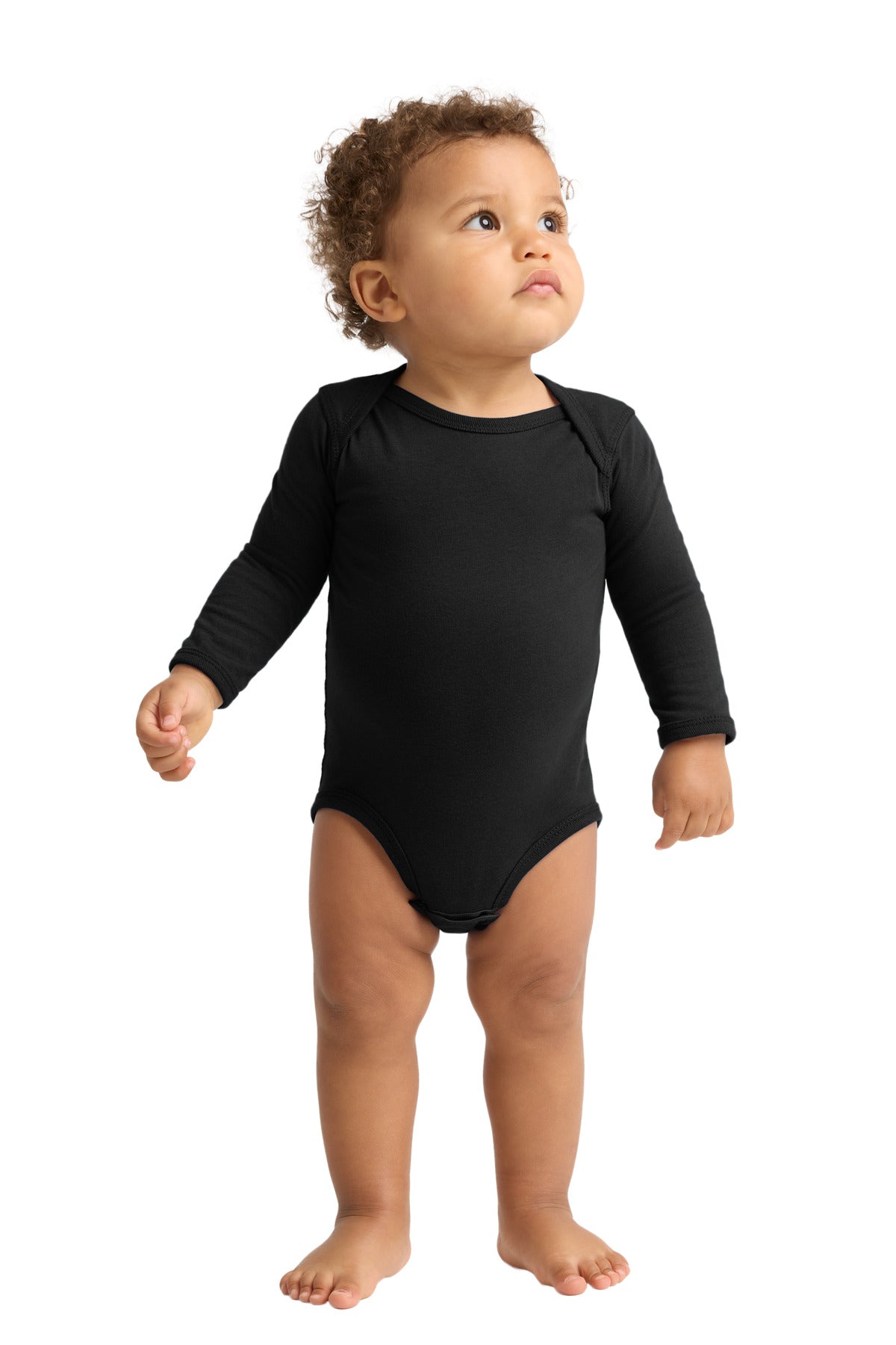 Custom Black Infant Long Sleeve Jersey Bodysuit RS4421, personalized by SanCanDo Swag in Argyle, TX