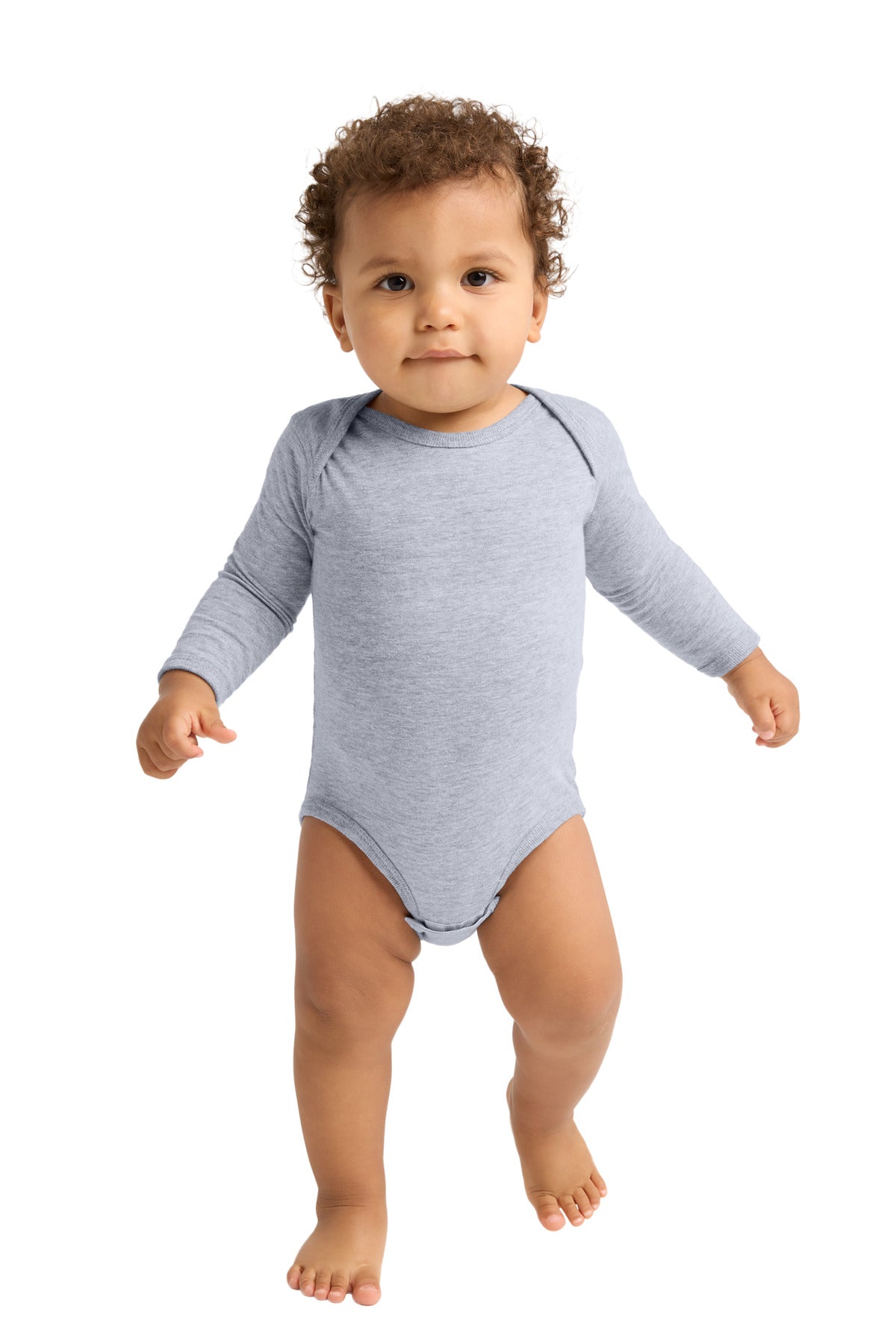 Custom Heather Infant Long Sleeve Jersey Bodysuit RS4421, personalized by SanCanDo Swag in Argyle, TX