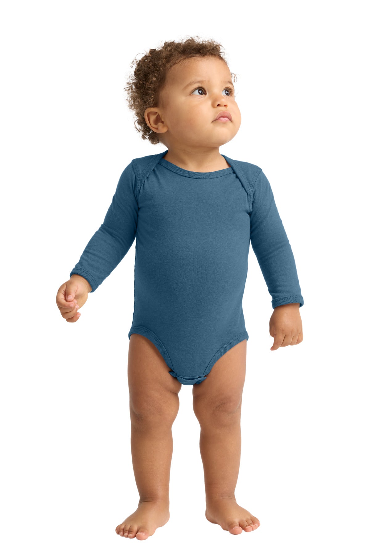 Custom Indigo Infant Long Sleeve Jersey Bodysuit RS4421, personalized by SanCanDo Swag in Argyle, TX