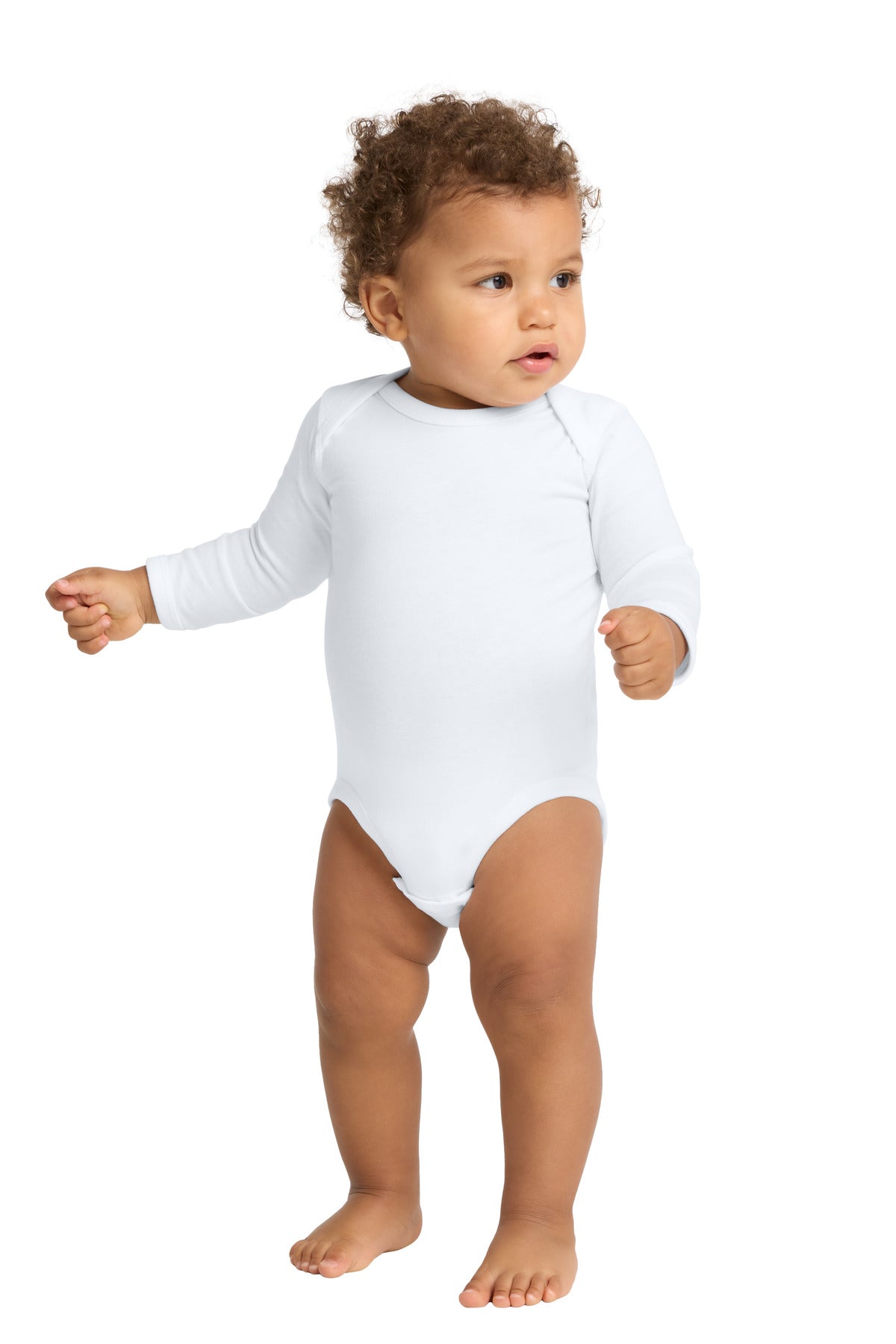 Custom White Infant Long Sleeve Jersey Bodysuit RS4421, personalized by SanCanDo Swag in Argyle, TX