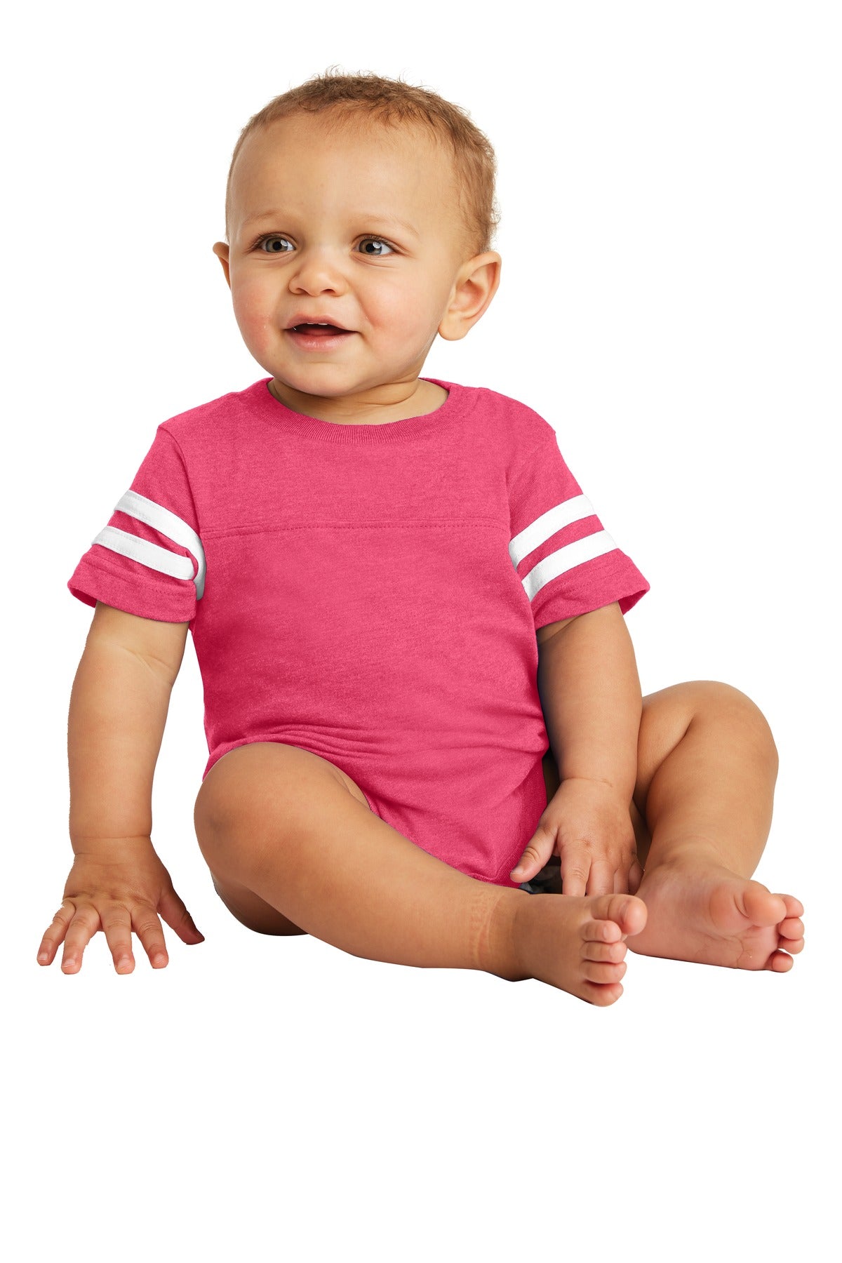 Custom Vintage Hot Pink/ Blended White Infant Football Fine Jersey Bodysuit RS4437, personalized by SanCanDo Swag in Argyle, TX