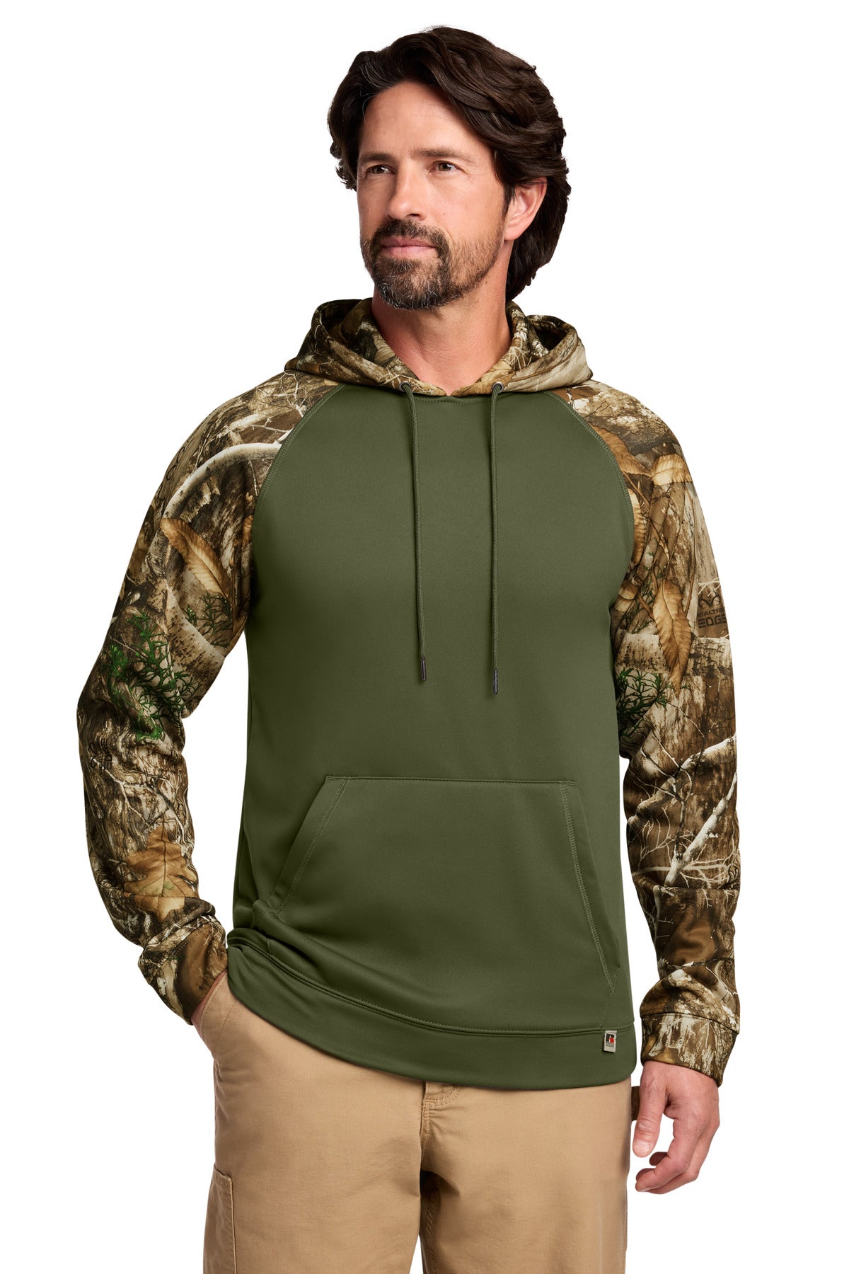 Custom Olive Drab Green/ Realtree Edge Performance Colorblock Pullover Hoodie RU451, personalized by SanCanDo Swag in Argyle, TX