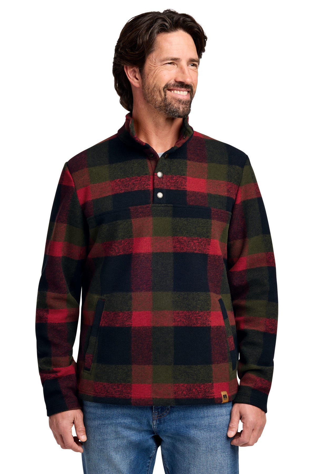 Custom Red Plaid Basin Snap Pullover RU551 RU551, personalized by SanCanDo Swag in Argyle, TX