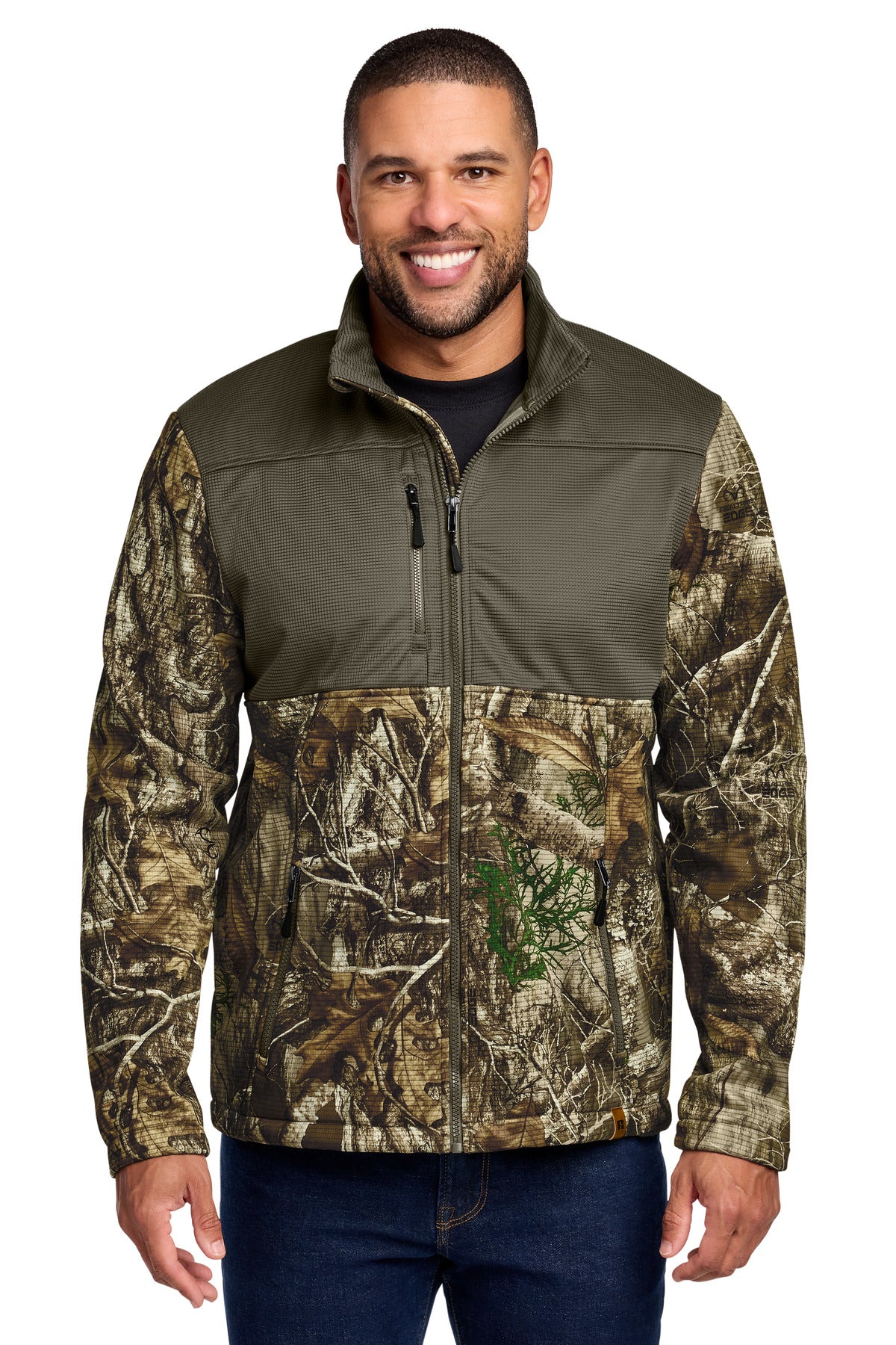 Custom Cargo Brown/ Realtree Edge Realtree Atlas Colorblock Soft Shell RU601, personalized by SanCanDo Swag in Argyle, TX