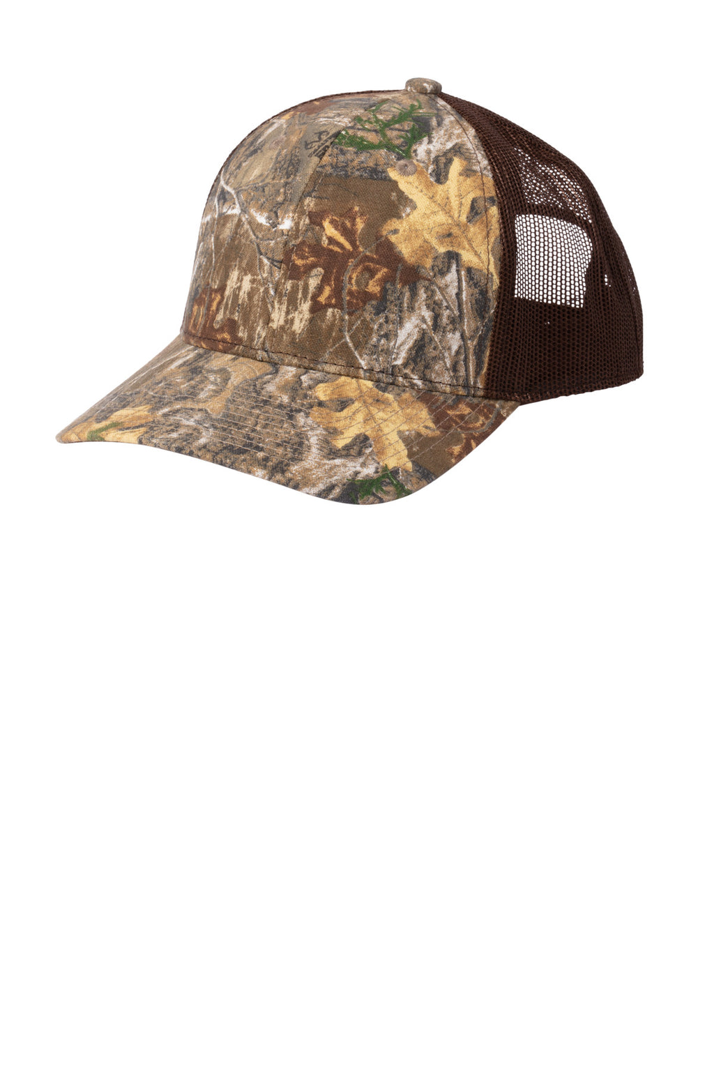 Custom Realtree Edge/ Brown Camo Snapback Trucker Cap RU900, personalized by SanCanDo Swag in Argyle, TX