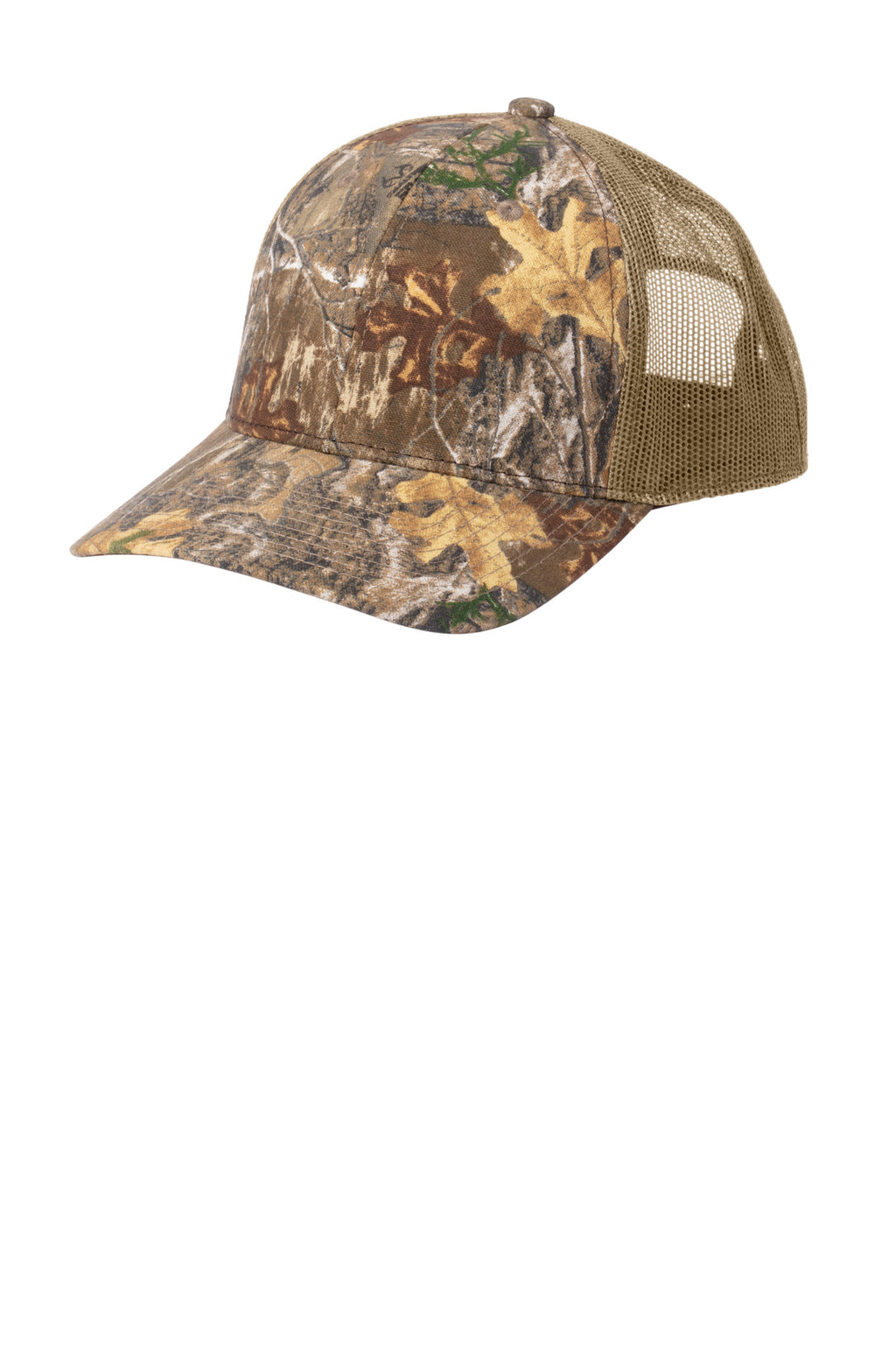 Custom Realtree Edge/ Coyote Brown Camo Snapback Trucker Cap RU900, personalized by SanCanDo Swag in Argyle, TX