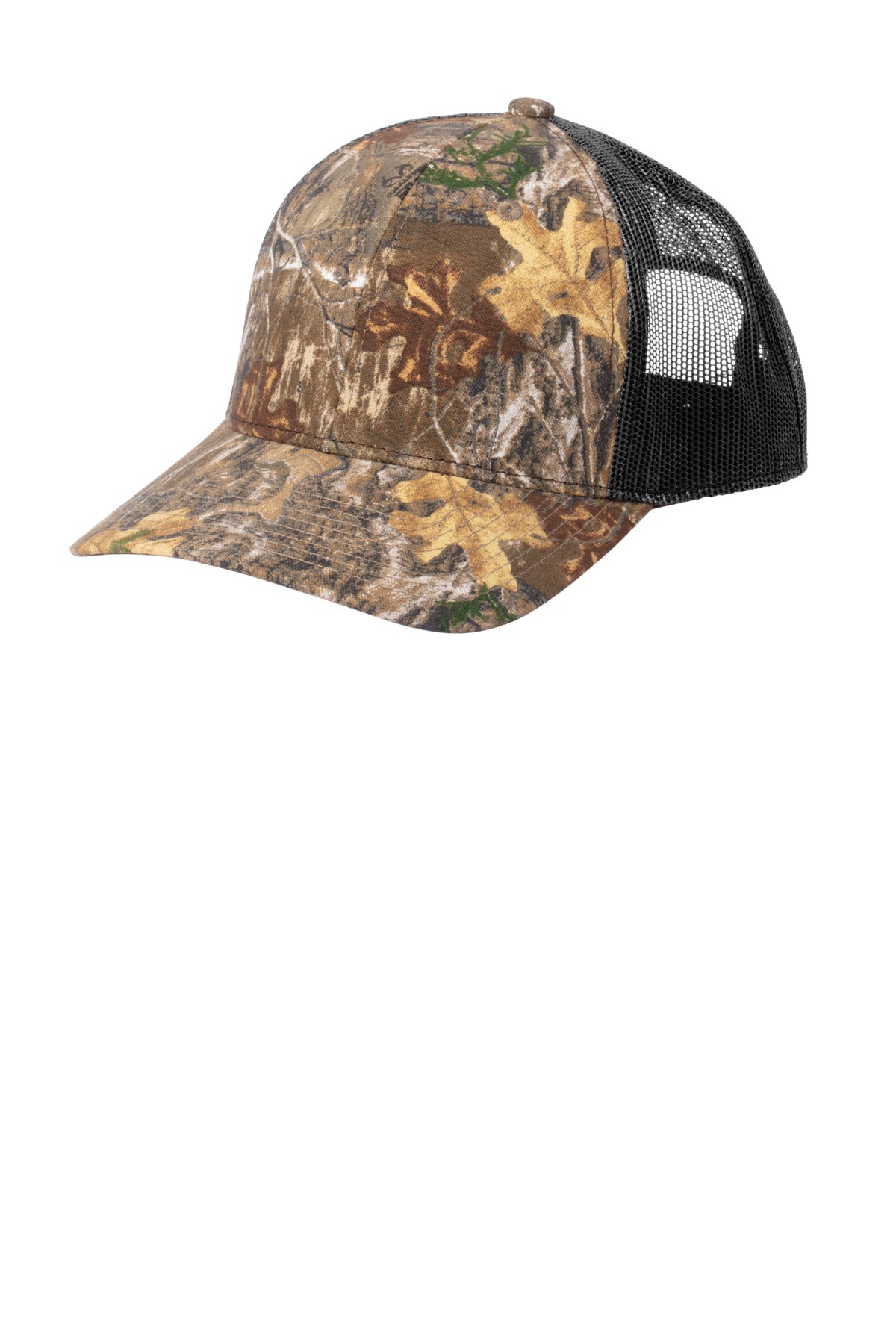 Custom Realtree Edge/ Deep Black Camo Snapback Trucker Cap RU900, personalized by SanCanDo Swag in Argyle, TX