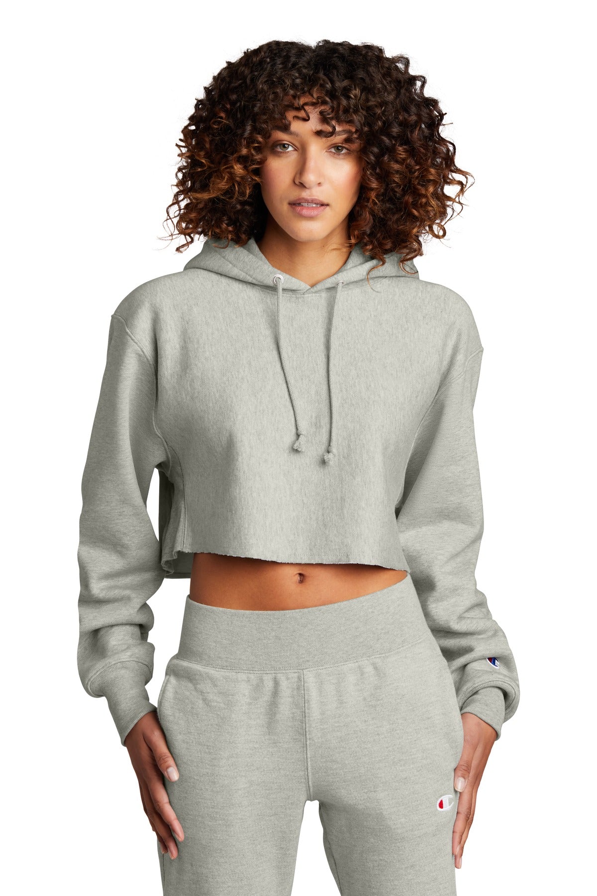Custom Oxford Grey Reverse Weave Cropped Cut-Off Hoodie RW01W, personalized by SanCanDo Swag in Argyle, TX