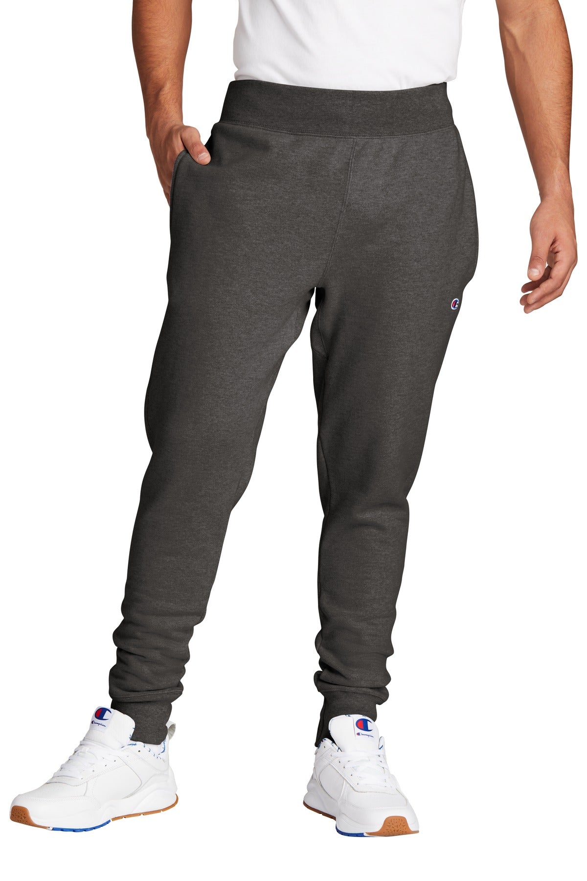 Custom Charcoal Heather Reverse Weave Jogger RW25, personalized by SanCanDo Swag in Argyle, TX
