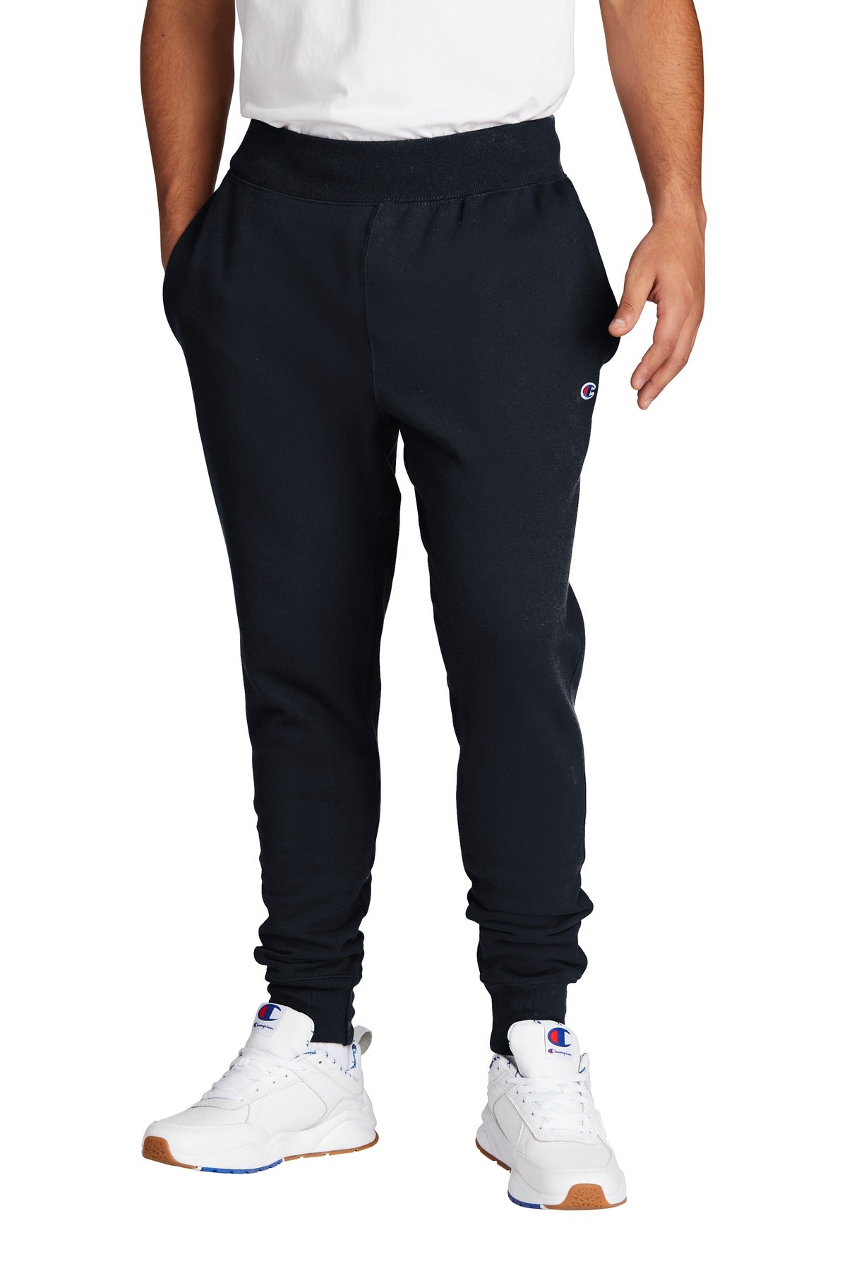Custom Navy Reverse Weave Jogger RW25, personalized by SanCanDo Swag in Argyle, TX