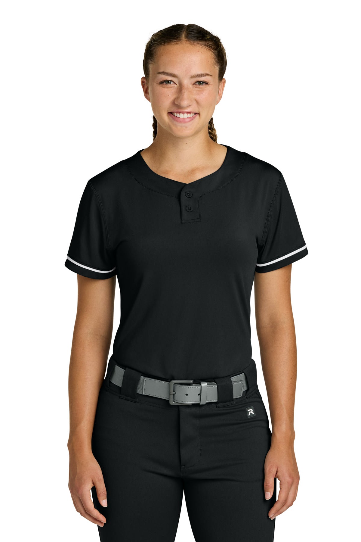 Custom Black Women's Select 2-Button Softball Jersey RW7220, personalized by SanCanDo Swag in Argyle, TX
