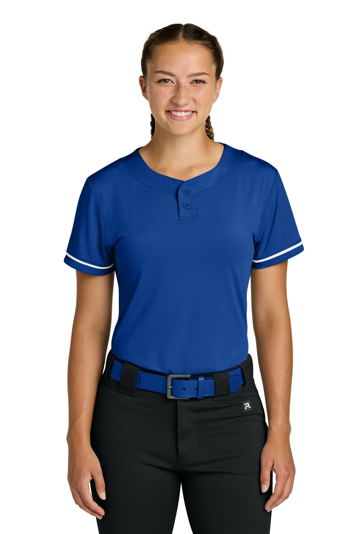 Custom Royal Women's Select 2-Button Softball Jersey RW7220, personalized by SanCanDo Swag in Argyle, TX