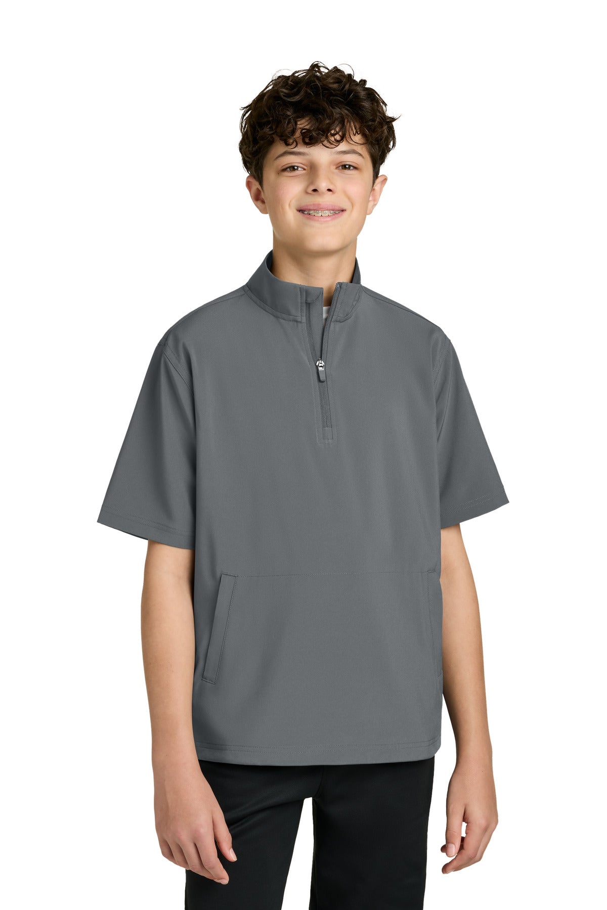 Custom Charcoal Youth Barrage Wind Shirt RY7400SSQ, personalized by SanCanDo Swag in Argyle, TX