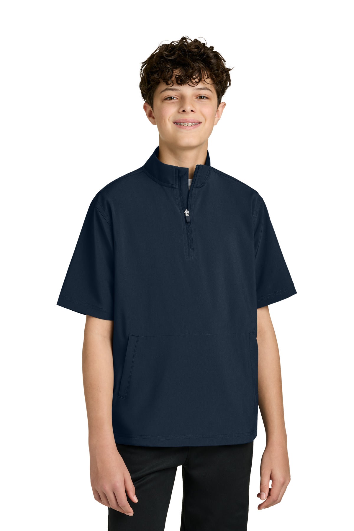 Custom Navy Youth Barrage Wind Shirt RY7400SSQ, personalized by SanCanDo Swag in Argyle, TX