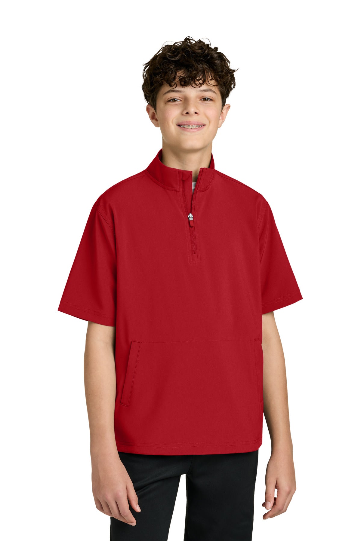 Custom Red Youth Barrage Wind Shirt RY7400SSQ, personalized by SanCanDo Swag in Argyle, TX