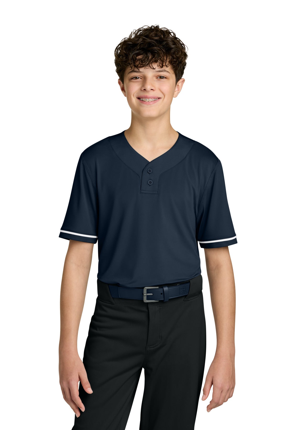 Custom Navy Youth Select 2-Button Baseball Jersey RY7910, personalized by SanCanDo Swag in Argyle, TX