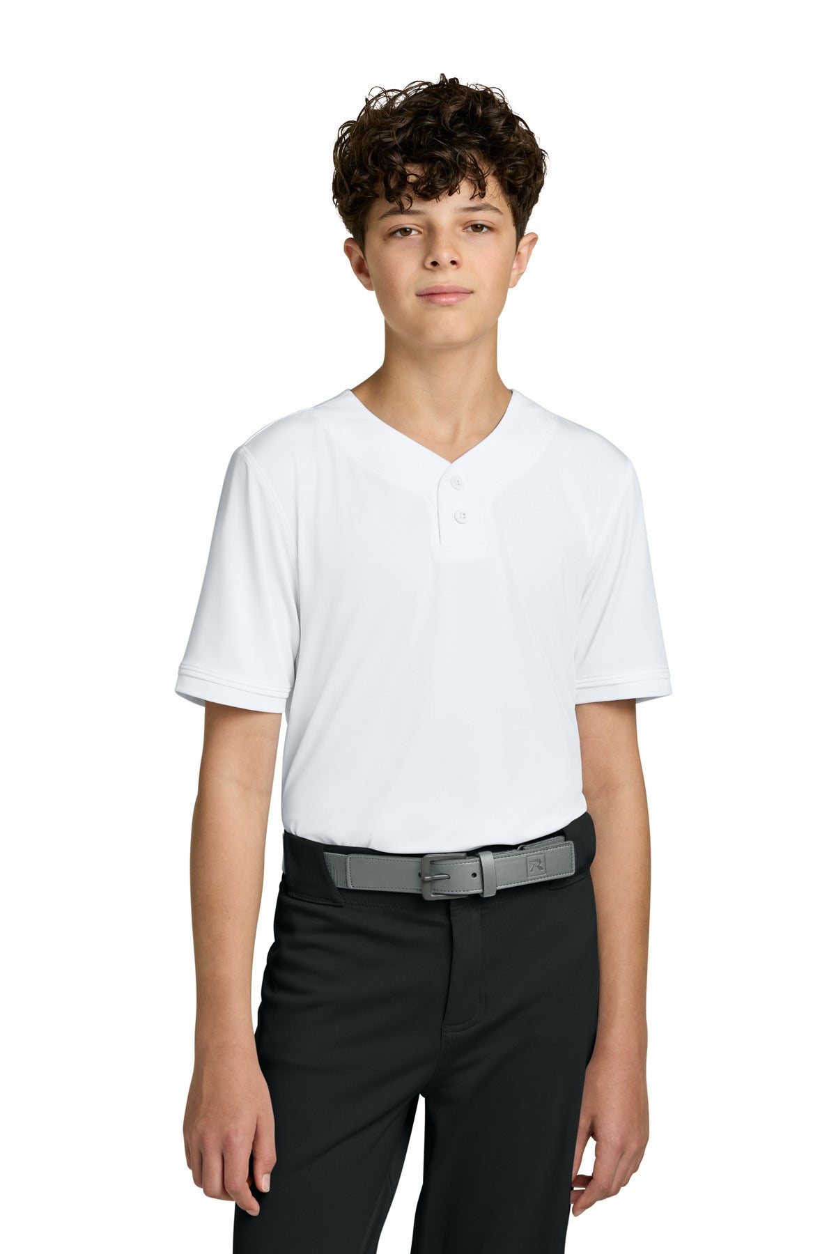 Custom White Youth Select 2-Button Baseball Jersey RY7910, personalized by SanCanDo Swag in Argyle, TX