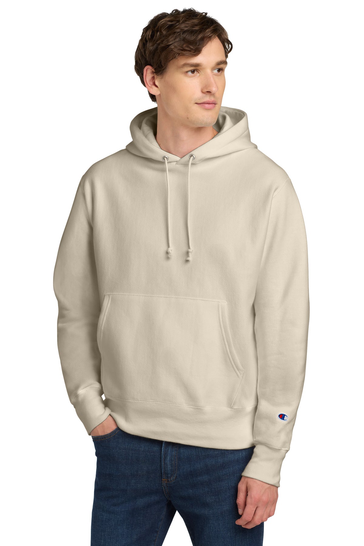 Custom Sand Reverse Weave Hoodie S101, personalized by SanCanDo Swag in Argyle, TX