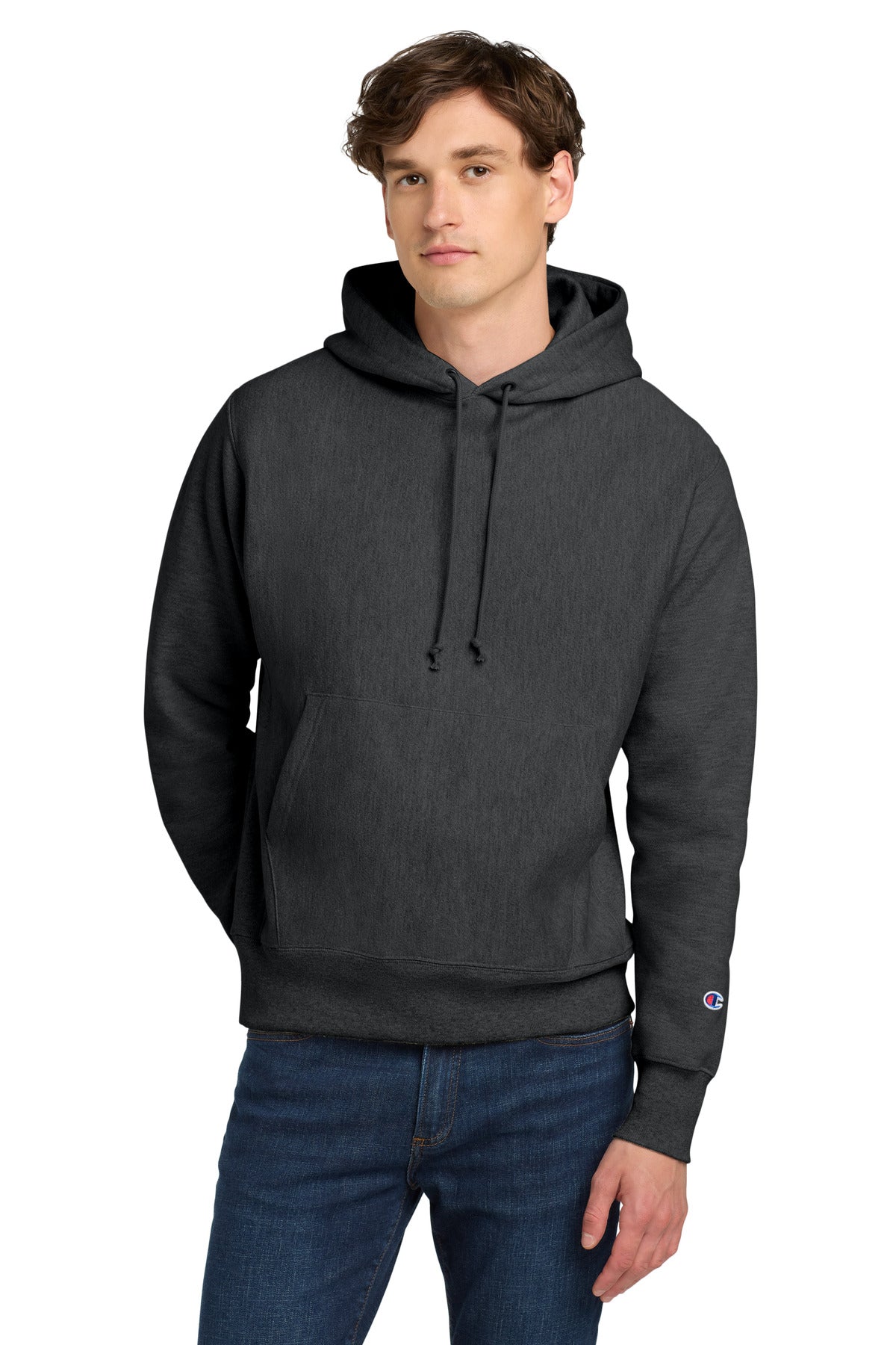 Custom Charcoal Heather Reverse Weave Hoodie S101, personalized by SanCanDo Swag in Argyle, TX