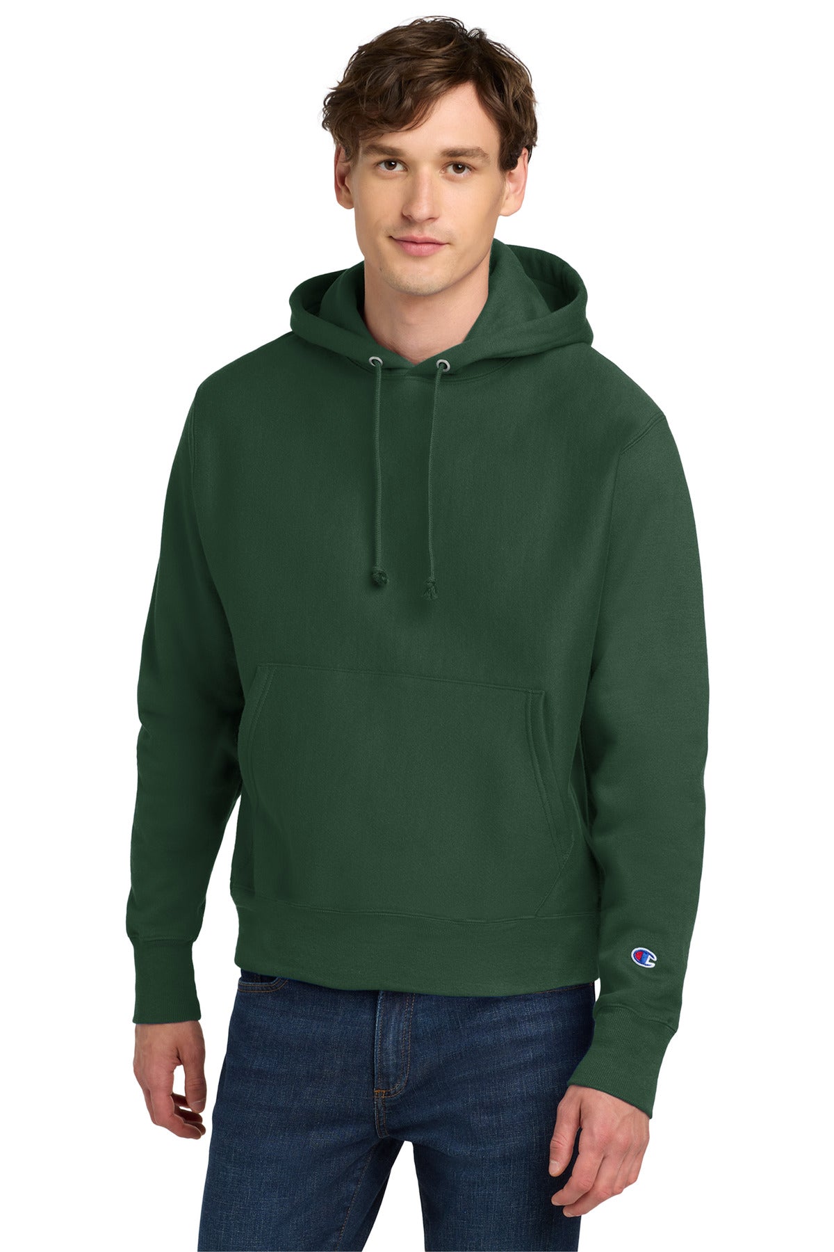 Custom Dark Green Reverse Weave Hoodie S101, personalized by SanCanDo Swag in Argyle, TX