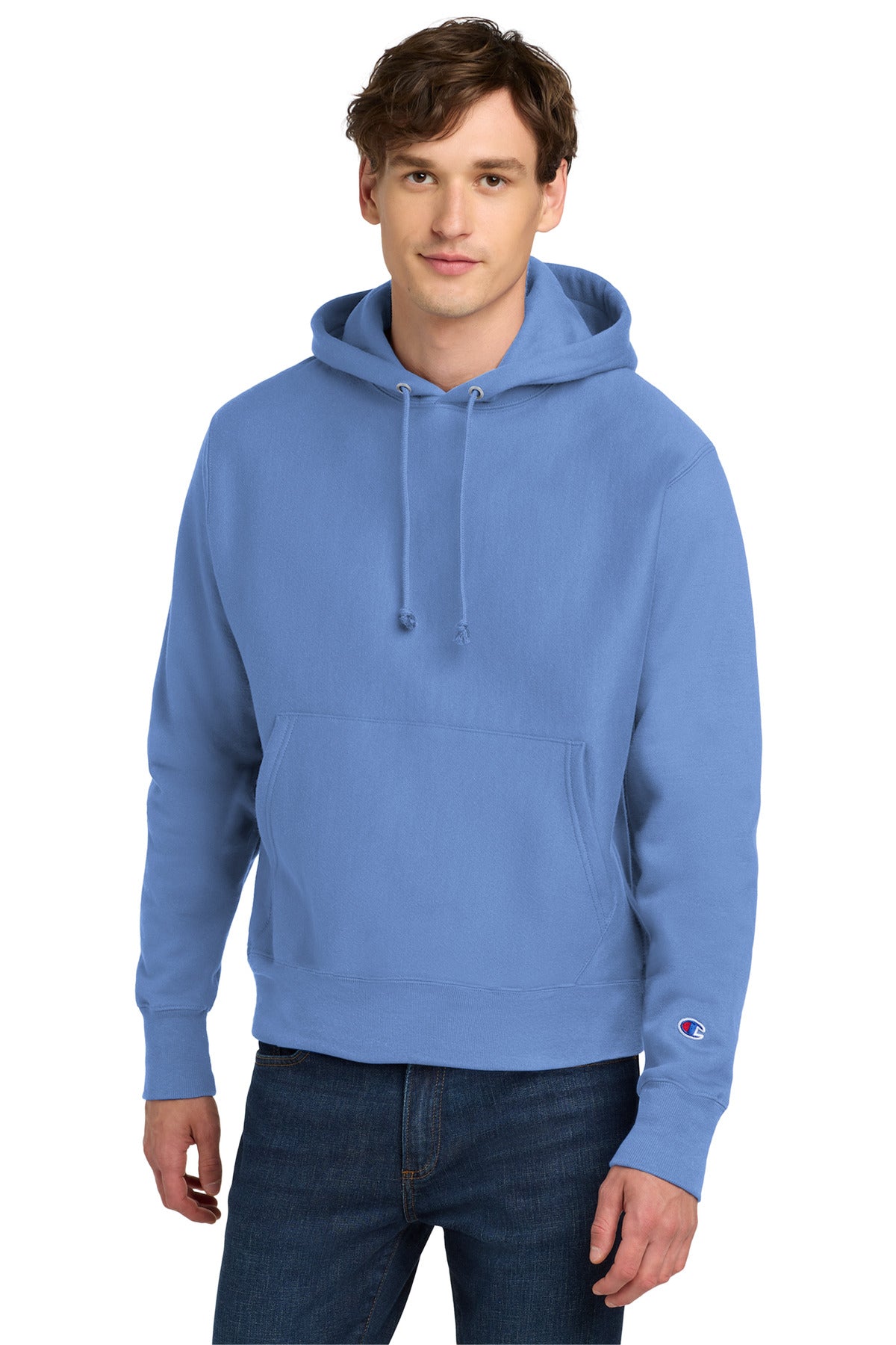 Custom Light Blue Reverse Weave Hoodie S101, personalized by SanCanDo Swag in Argyle, TX