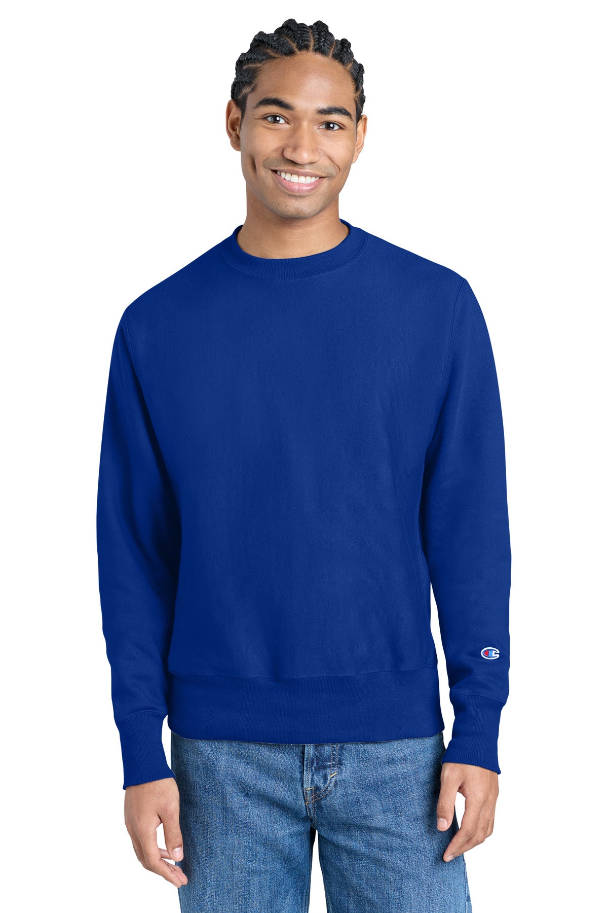 Custom Athletic Royal Reverse Weave Crewneck S149, personalized by SanCanDo Swag in Argyle, TX