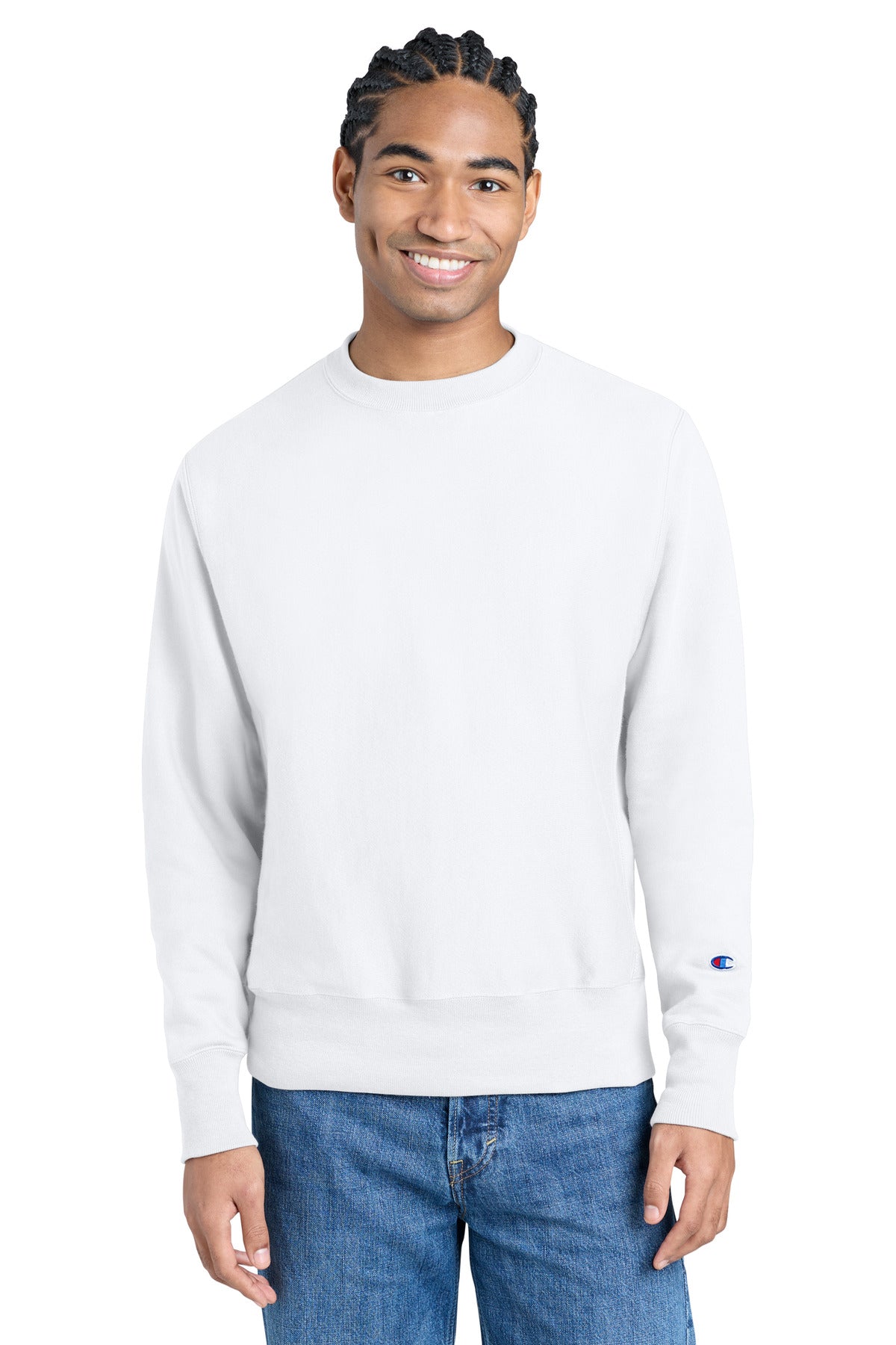 Custom White Reverse Weave Crewneck S149, personalized by SanCanDo Swag in Argyle, TX