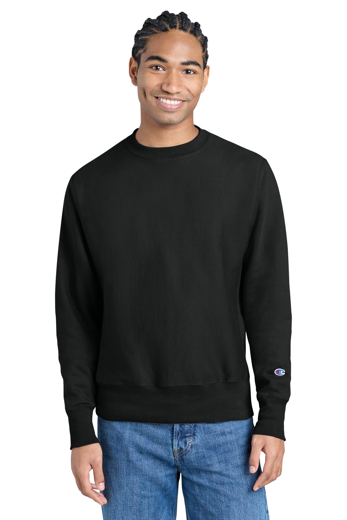 Custom Black Reverse Weave Crewneck S149, personalized by SanCanDo Swag in Argyle, TX