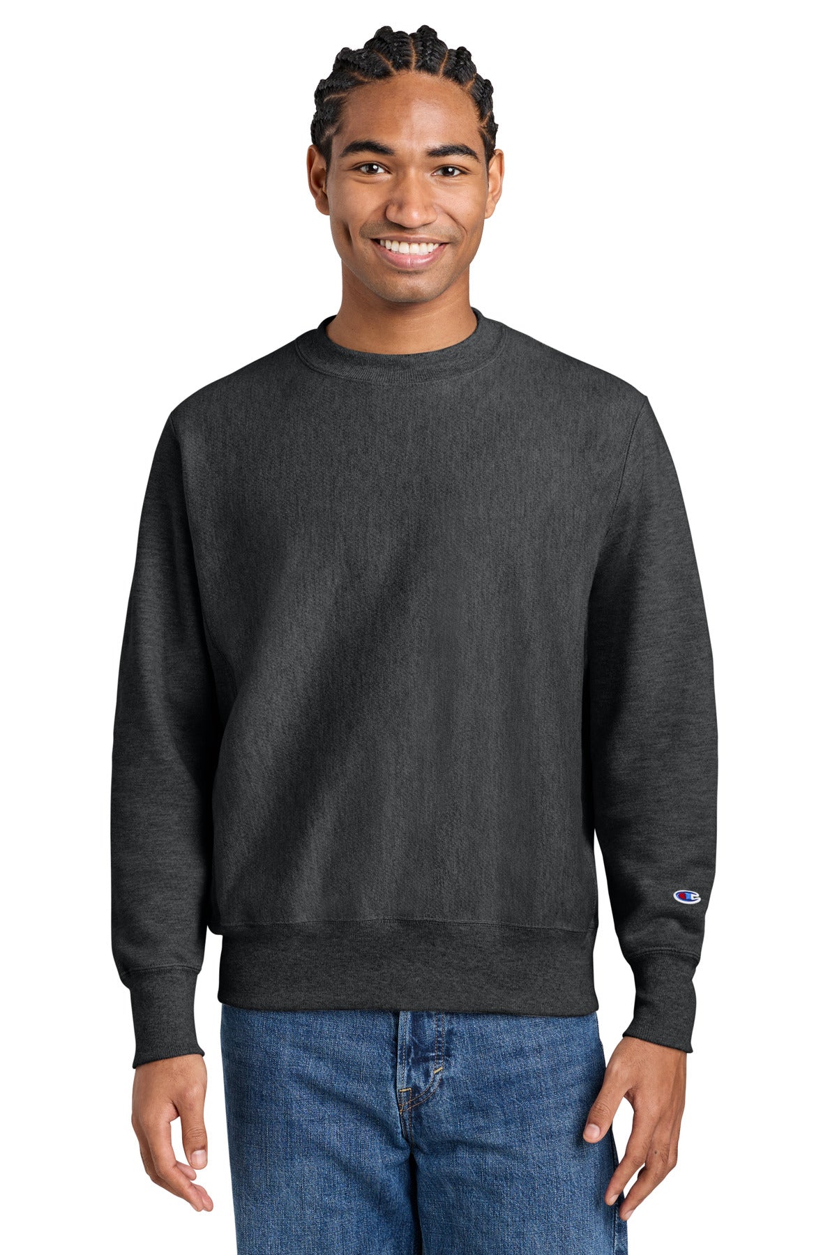 Custom Charcoal Heather Reverse Weave Crewneck S149, personalized by SanCanDo Swag in Argyle, TX