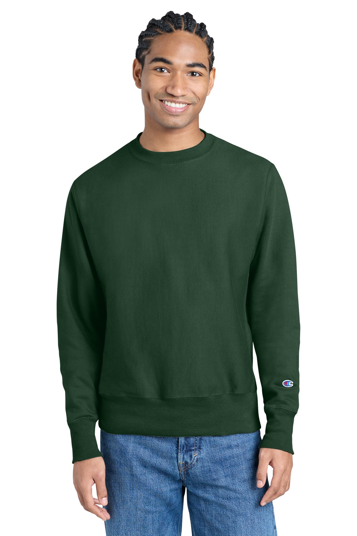 Custom Dark Green Reverse Weave Crewneck S149, personalized by SanCanDo Swag in Argyle, TX
